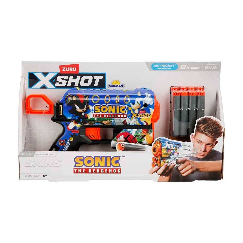 SunmanX-Shot Skins Flux Sonic The Hedgehog 8 Mermili Sünger Dart Atan Silah 21 cm