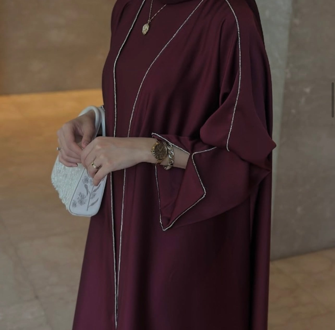 Dubai Shine Abaya - Bordo