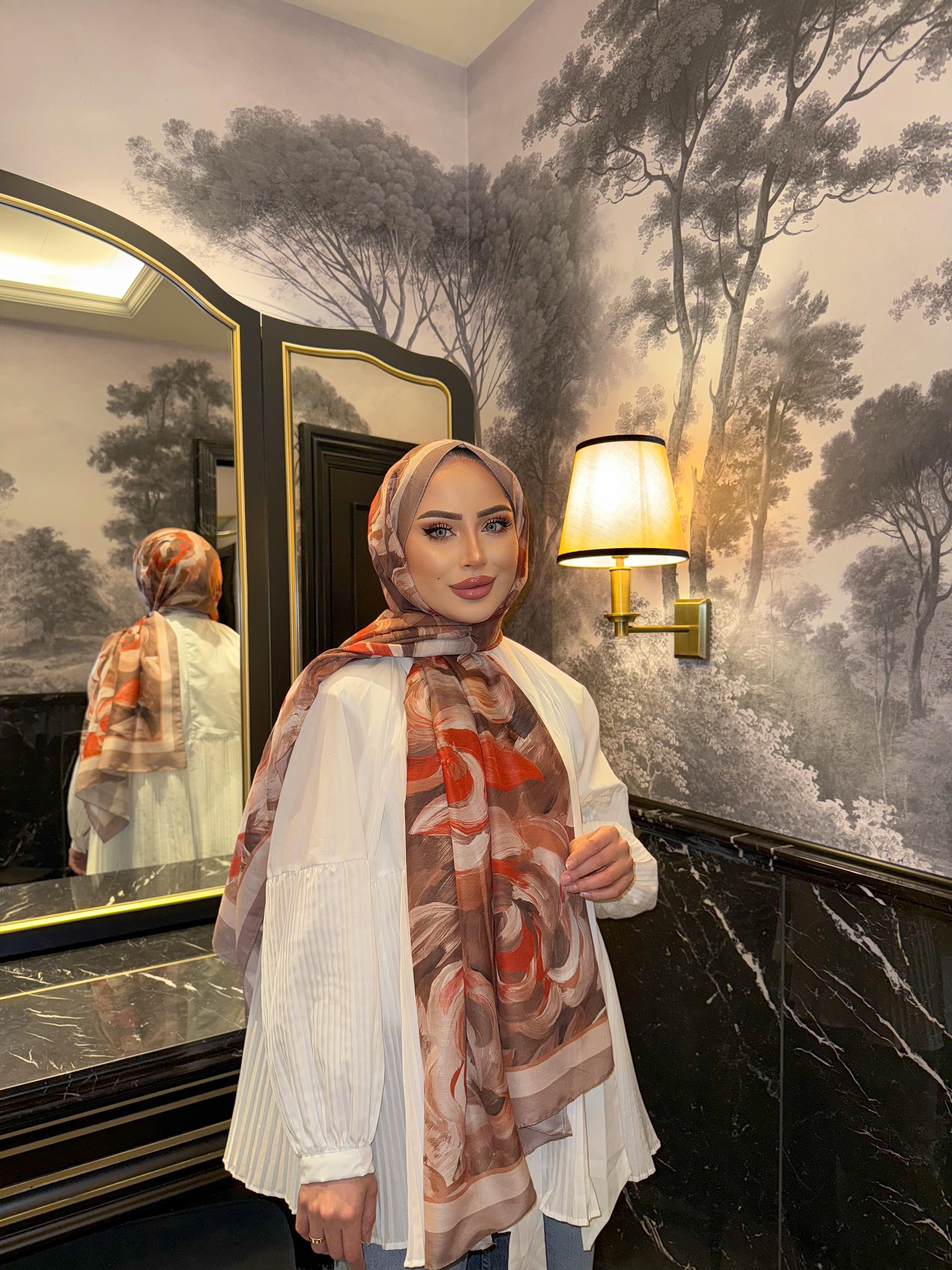 Batik Desen Bej Pamuk Şal