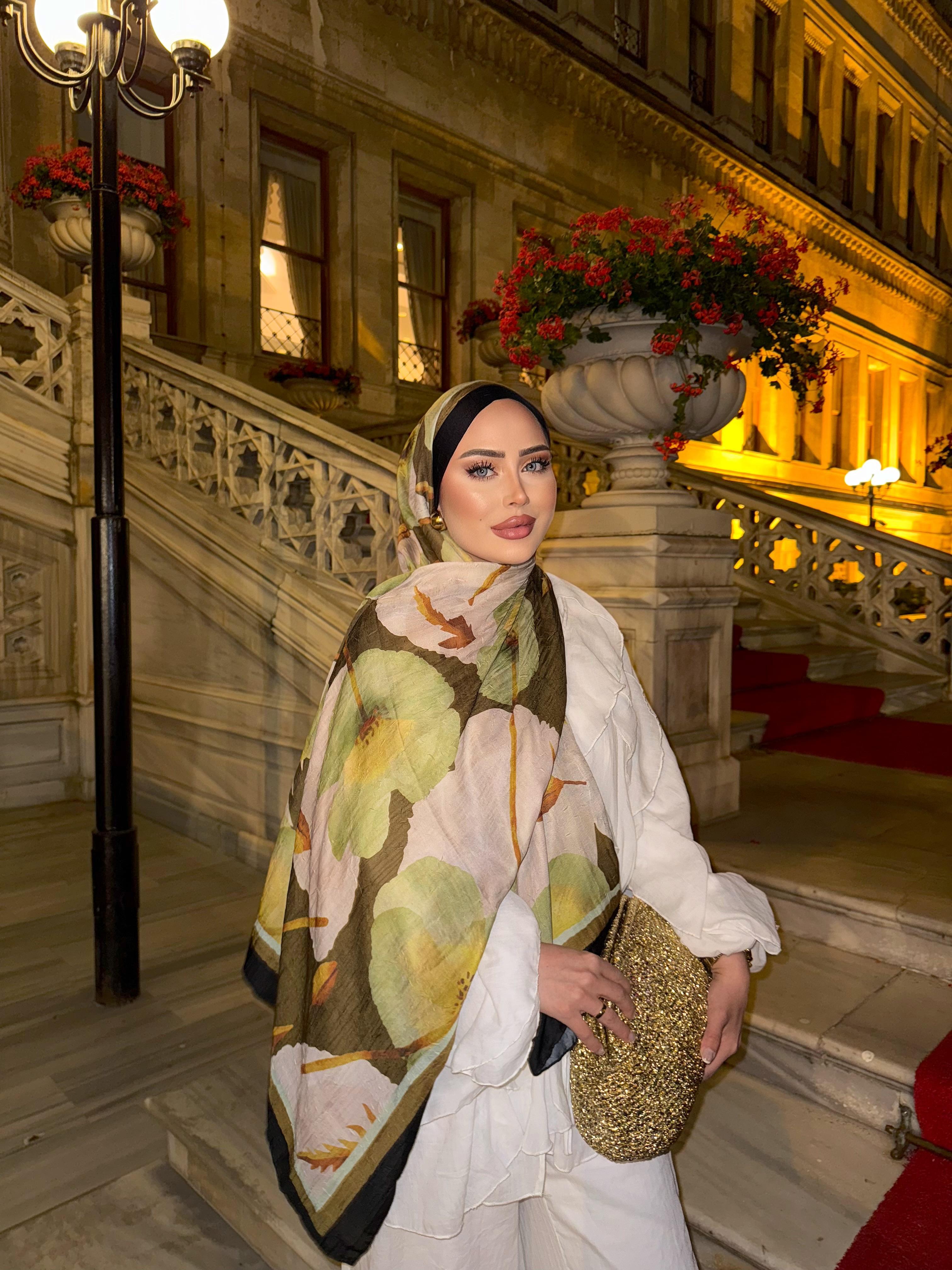 Fahhar Model Bambu İnce Şal Siyaha Yeşil