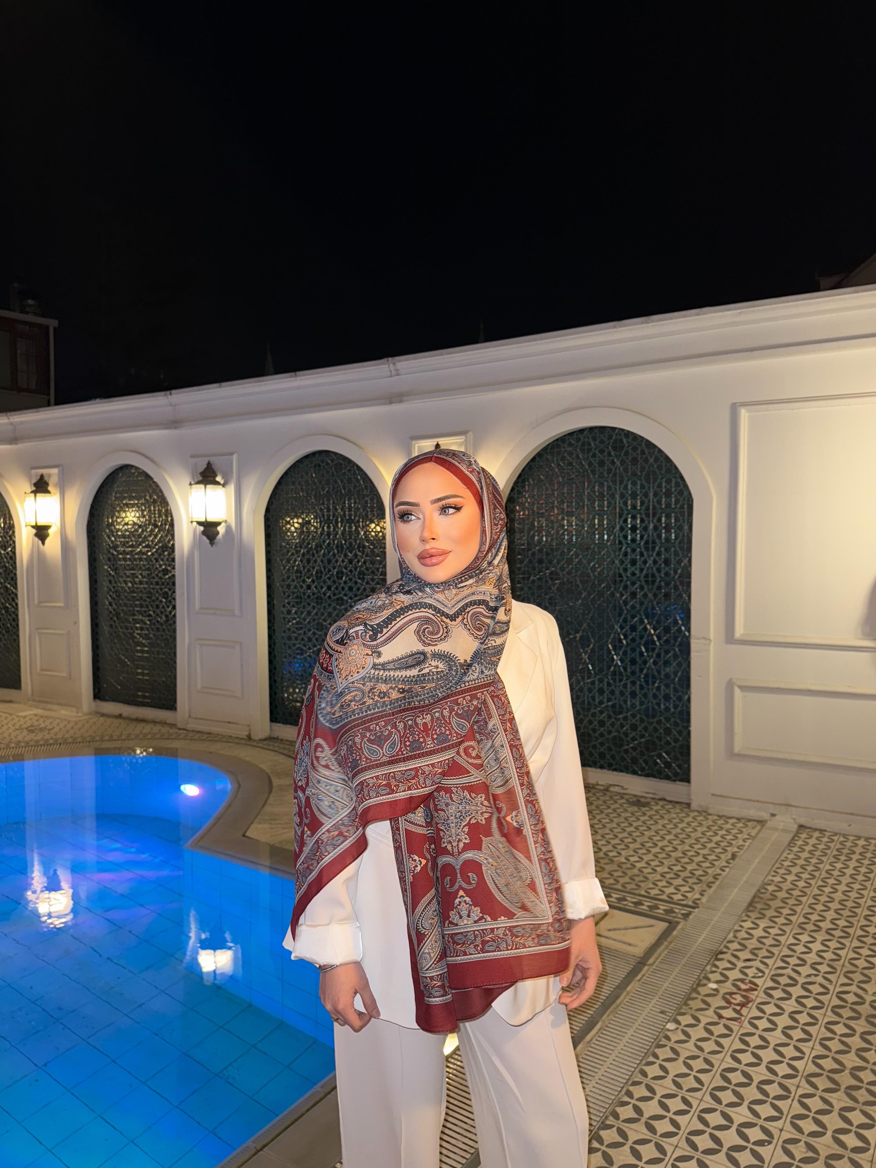 Leysi Model Şal Bordo 