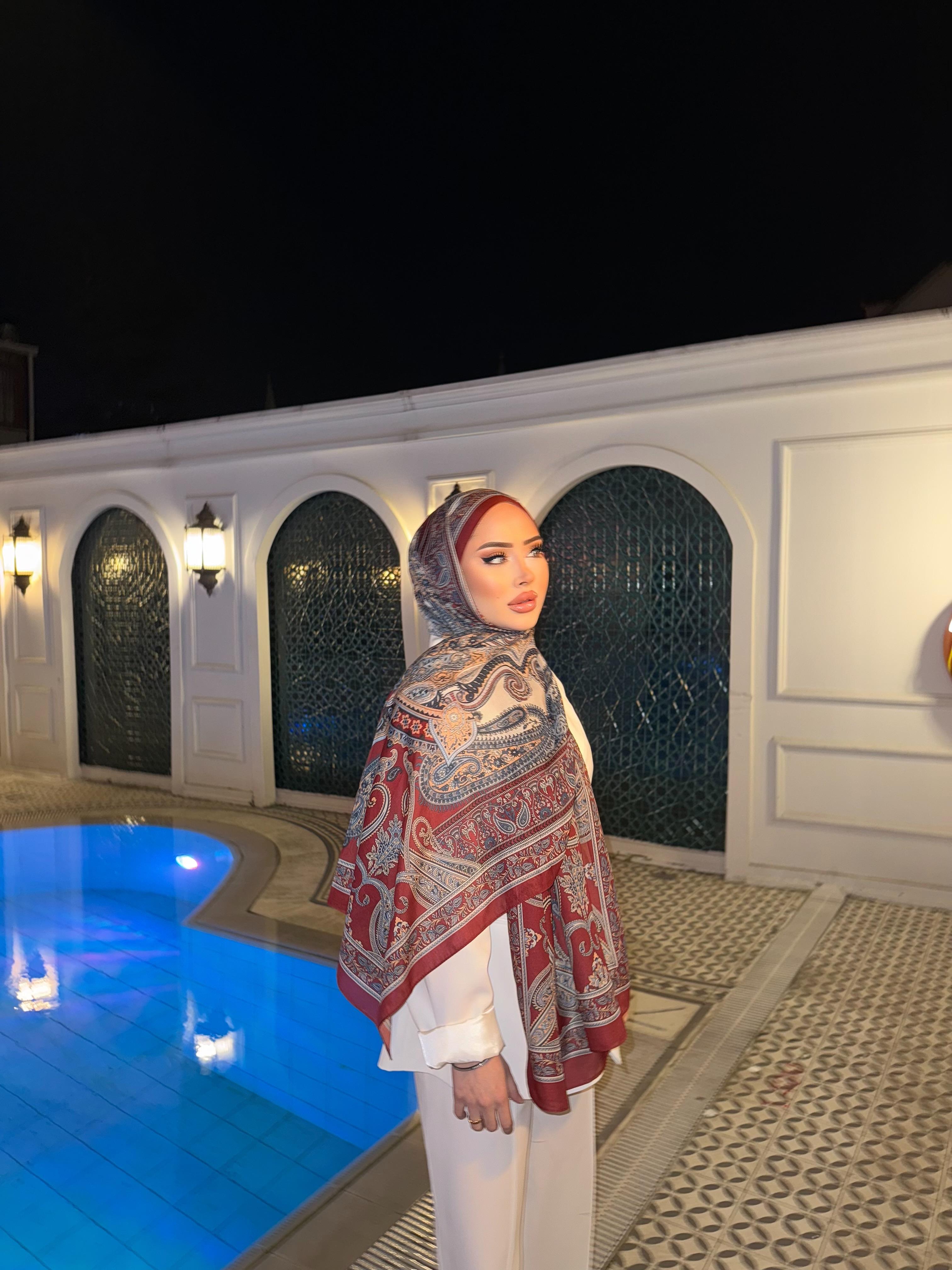 Leysi Model Şal Bordo 