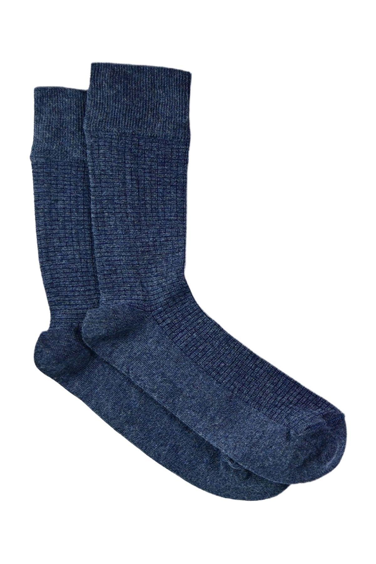 Erkek Lacivert Jakarlı Soket Çorap