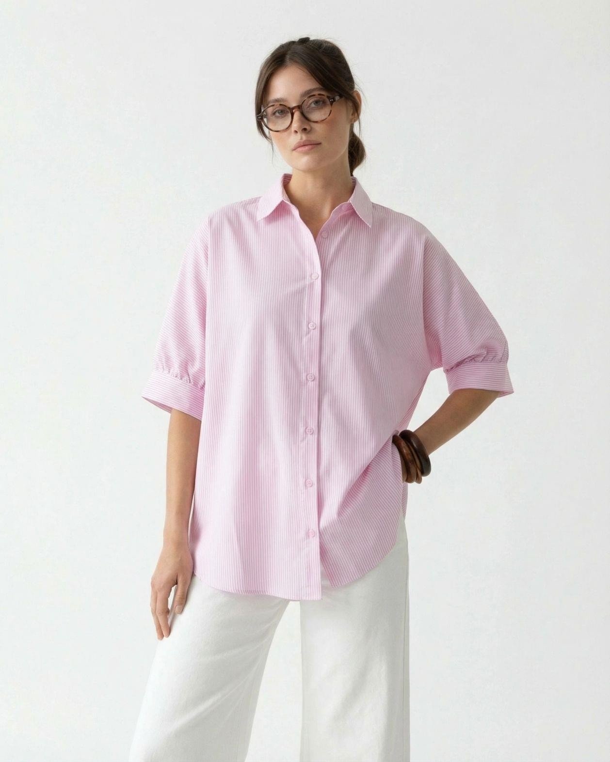 5190 GÖMLEK-PEMBE ÇİZGİLİ