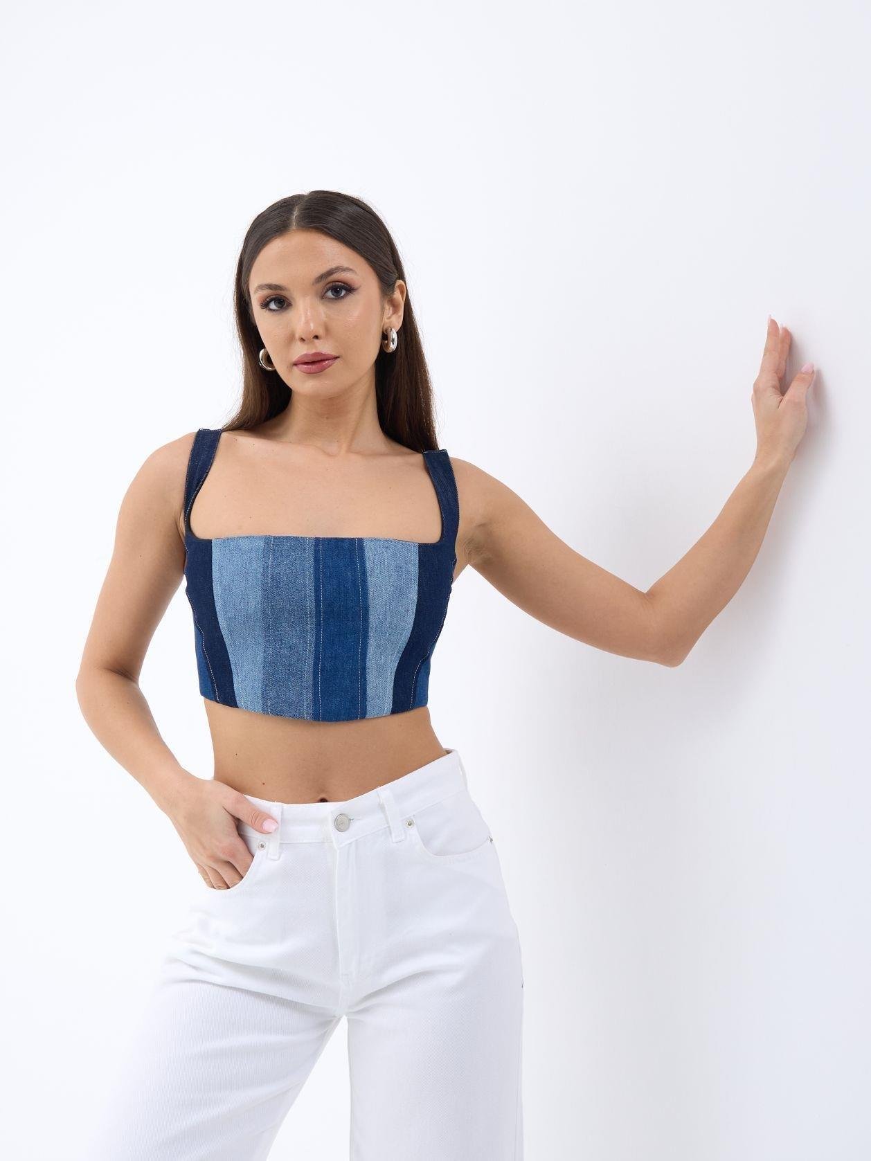 6890 KOT CROP-MAVİ