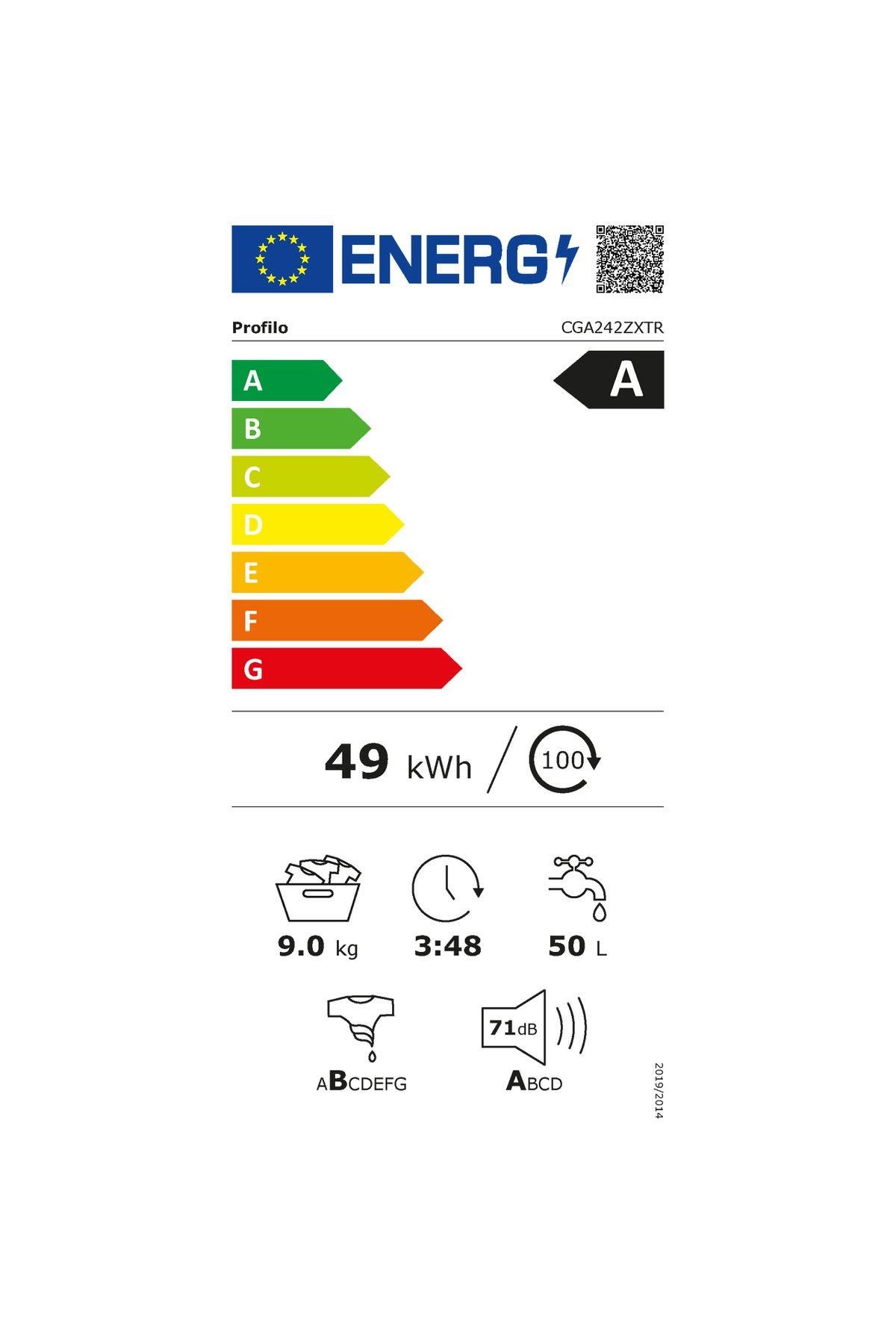 CGA242ZXTR A Enerji Sınıfı 9 Kg 1200 Devir Çamaşır Makinesi