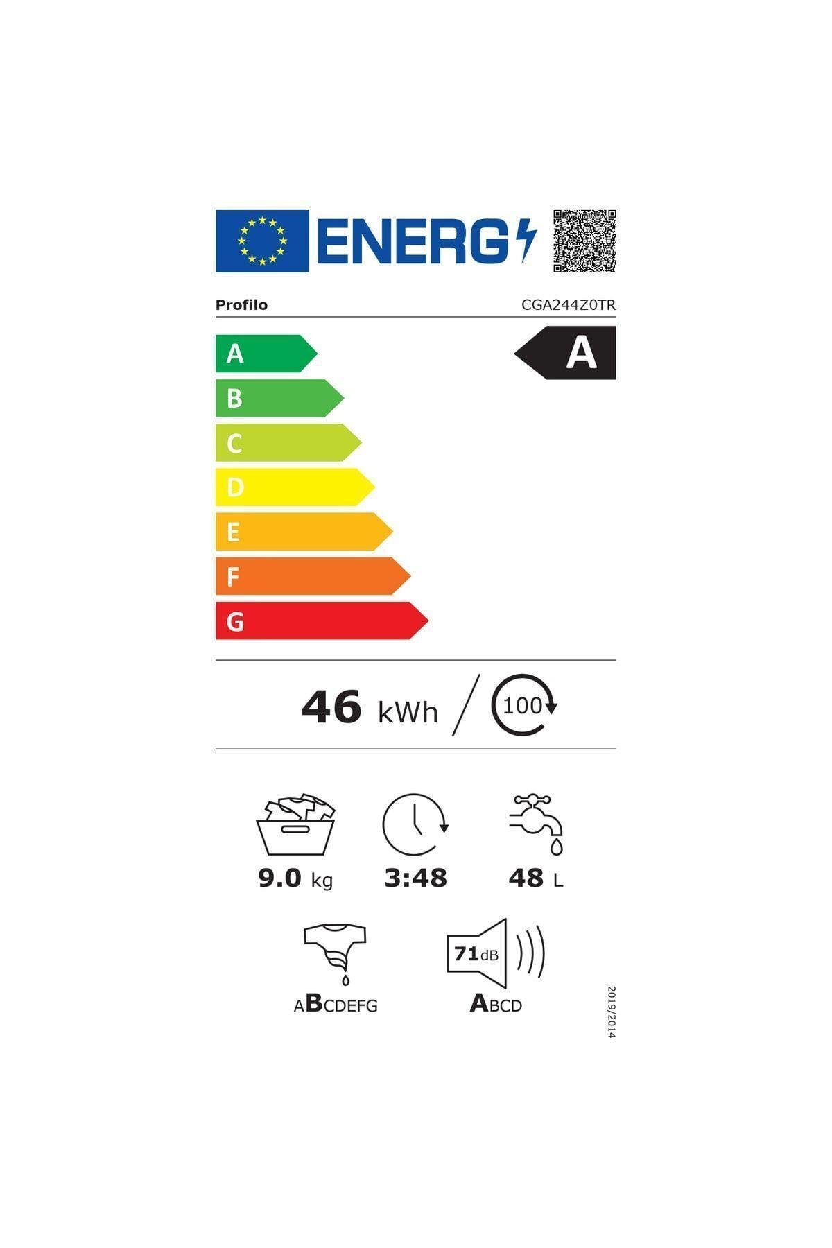 CGA244Z0TR A Enerji Sınıfı 9 kg 1400 Devir Çamaşır Makinesi