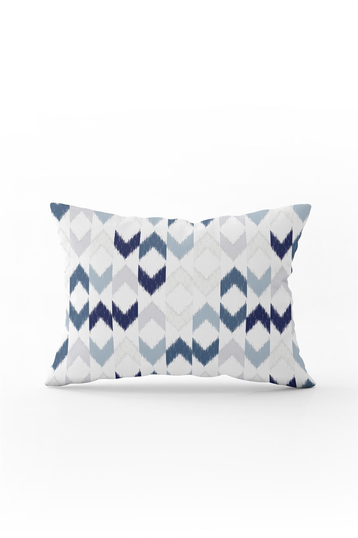 Beyaz Mavi Modern Geometrik Desenli Kırlent Yastık Kılıfı - CGH341-3550 Çift Tarafı Baskılı