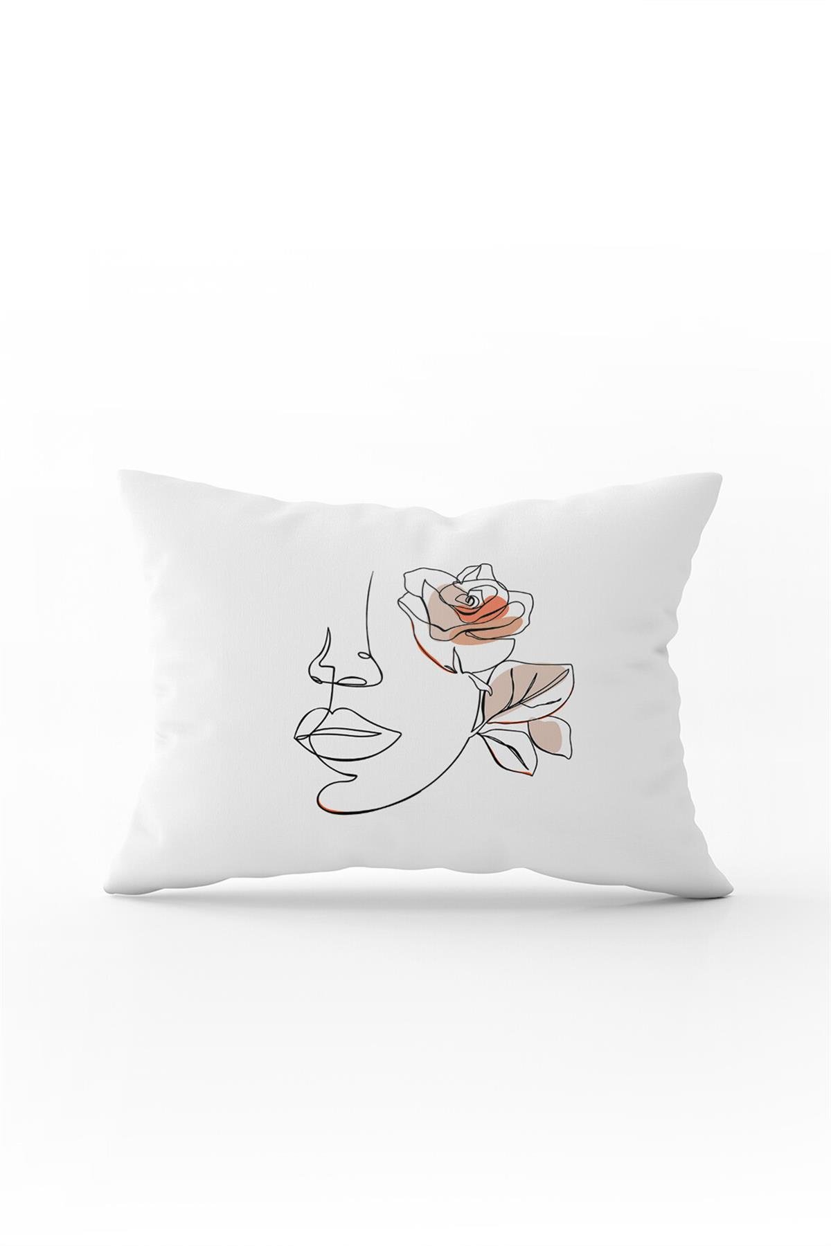 Beyaz Siyah Modern Silüet Figür Desenli Dijital Baskı Kırlent Yastık Kılıfı CGH532-3550 Çift Tarafı Baskılı