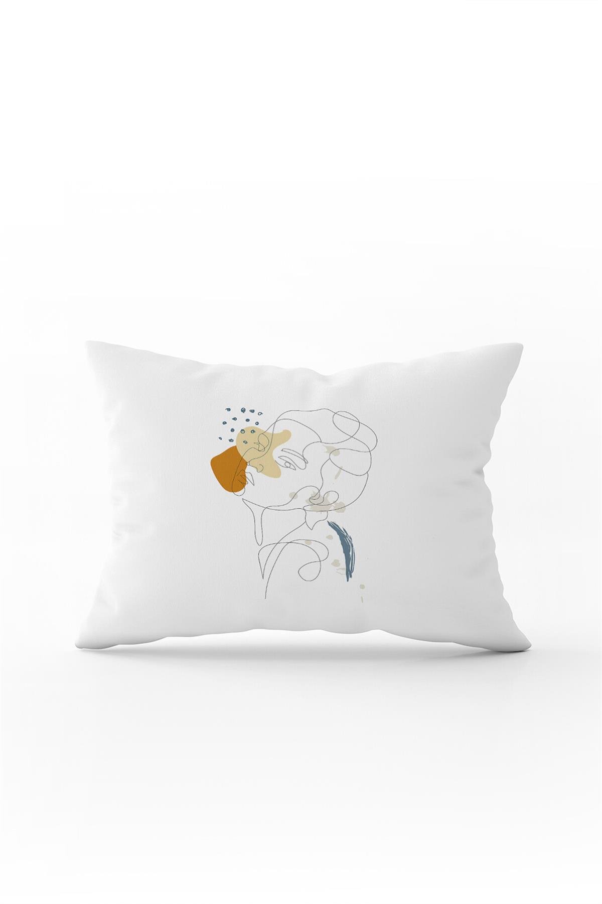 Beyaz Siyah Modern Silüet Figür Desenli Dijital Baskı Kırlent Yastık Kılıfı CGH533-3550 Çift Tarafı Baskılı