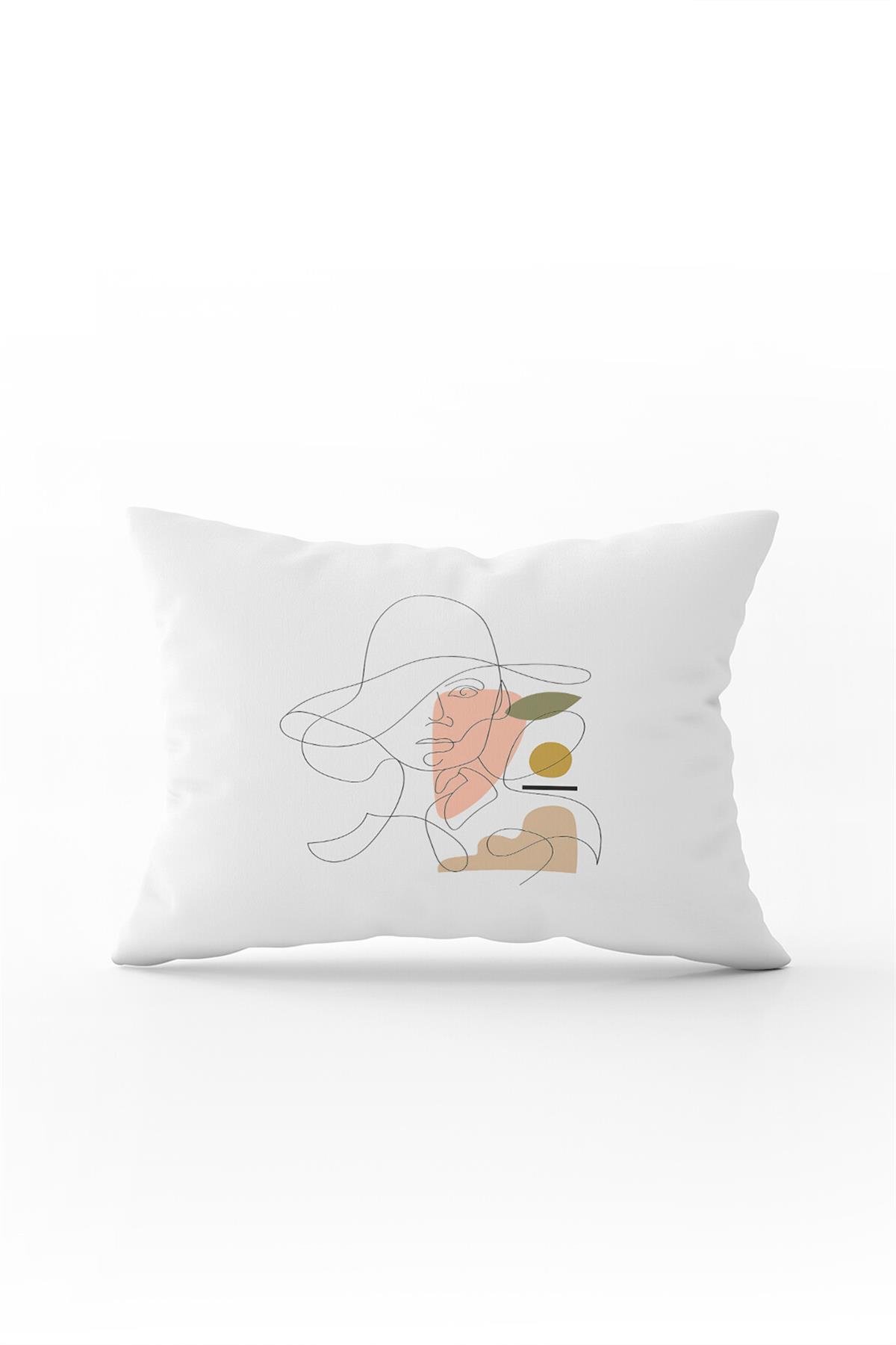Beyaz Siyah Modern Silüet Figür Desenli Dijital Baskı Kırlent Yastık Kılıfı CGH508-3550 Çift Tarafı Baskılı