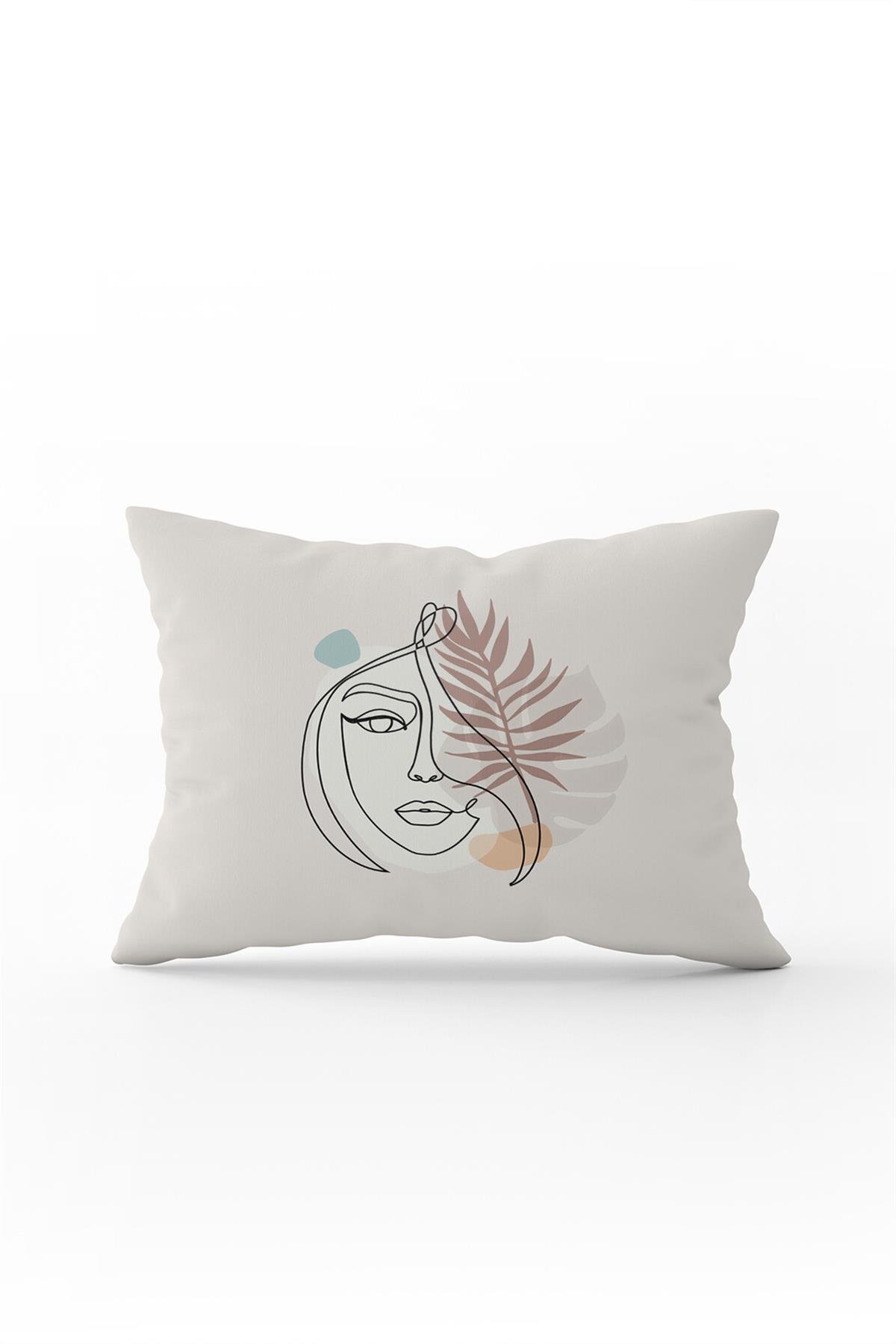Beyaz Siyah Modern Silüet Figür Desenli Dijital Baskı Kırlent Yastık Kılıfı CGH513-3550 Çift Tarafı Baskılı