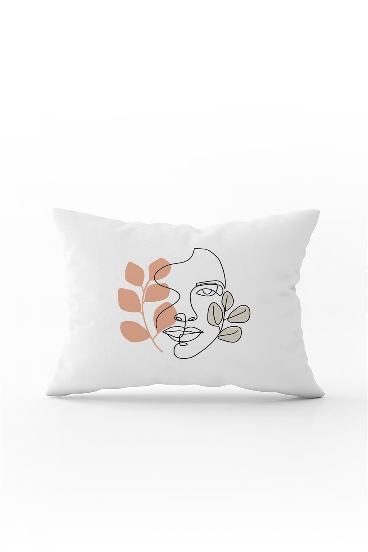 Beyaz Siyah Modern Silüet Figür Desenli Dijital Baskı Kırlent Yastık Kılıfı CGH522-3550 Çift Tarafı Baskılı