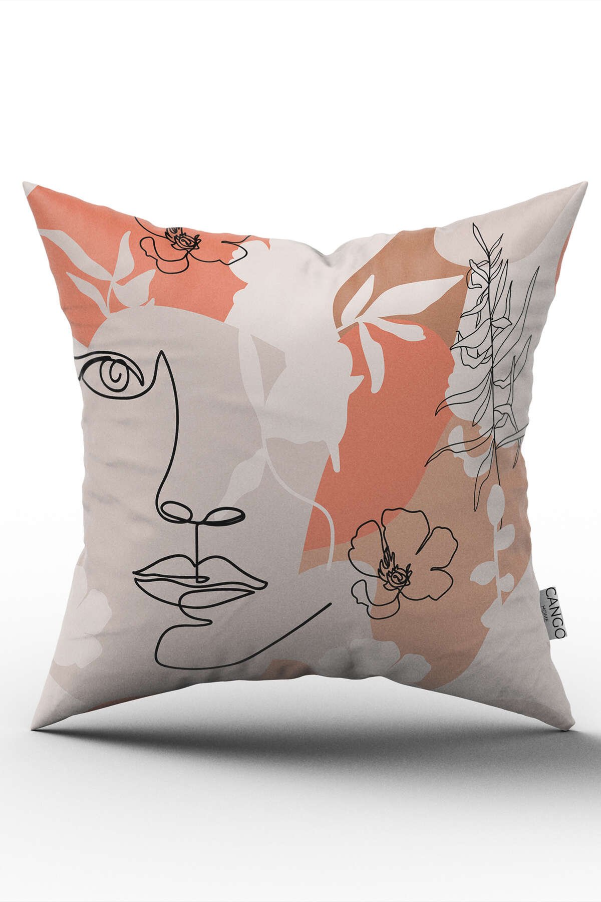 Beyaz Siyah Modern Silüet Figür Desenli Dijital Baskı Kırlent Yastık Kılıfı CGH535