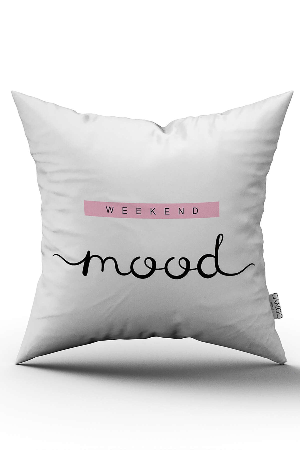 Beyaz Siyah Weekend Mood Yazılı Dijital Baskı Kırlent Yastık Kılıfı - CGH441