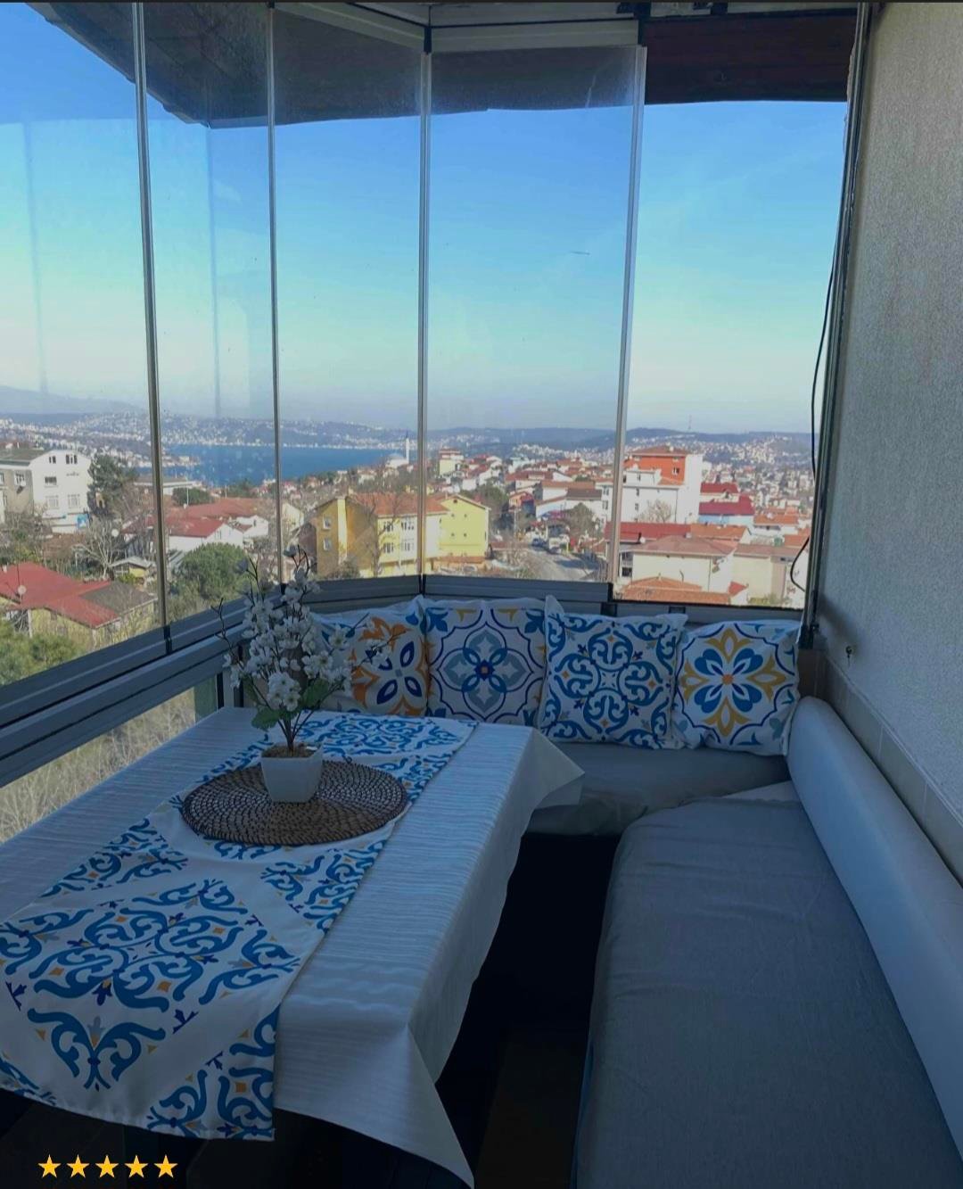 Beyaz Mavi Modern Etnik Karo Desenli 4'lü Kırlent Kılıfı 1 Runner Seti 4kmbs100-RS-02
