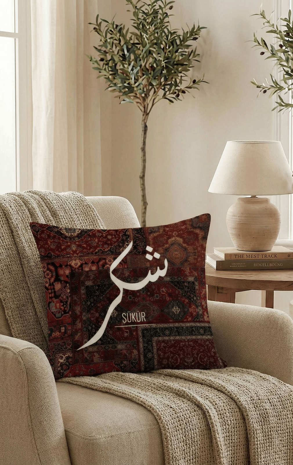 Anlam Serisi Etnik Desenli 4'lü Dijital Baskılı Kırlent Kılıfı Seti (Aşk,Sabır,Şükür,Dua) 4KMBS333