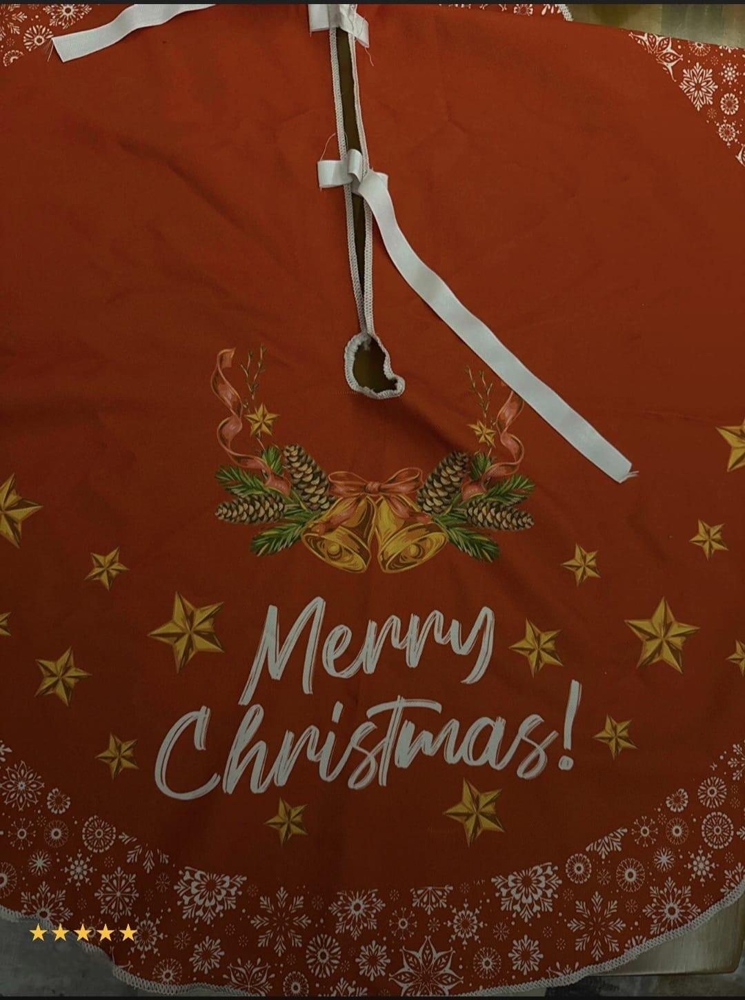 Merry Christmas Kırmızı Yılbaşı Çam Ağacı Örtüsü New Year