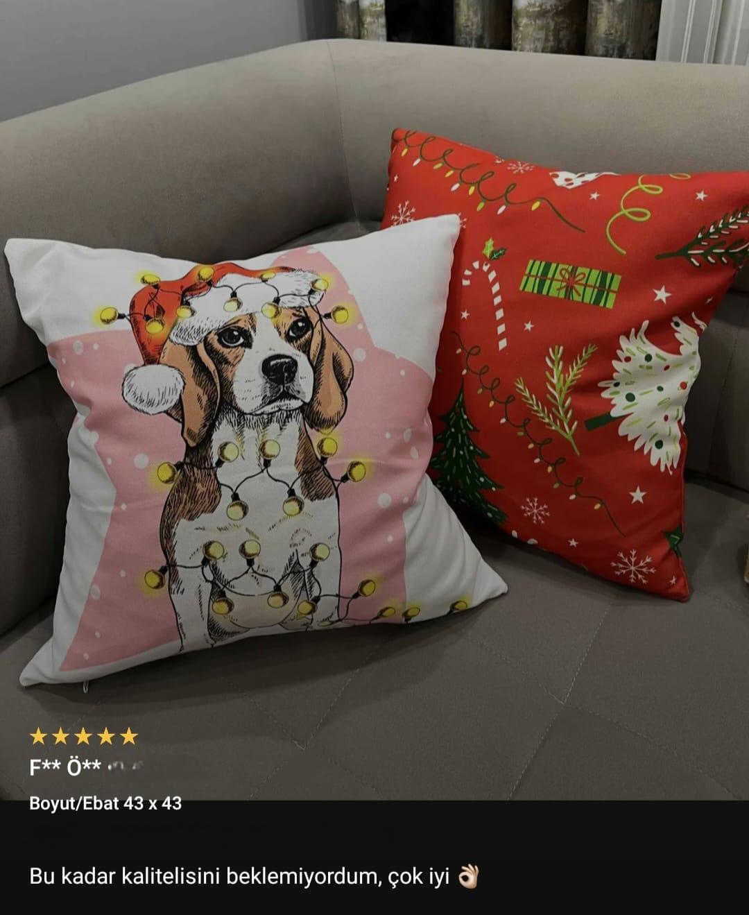 Çift Taraflı Beyaz Yılbaşı  Temalı Kırlent Yastık Kılıfı - CGH210-CT