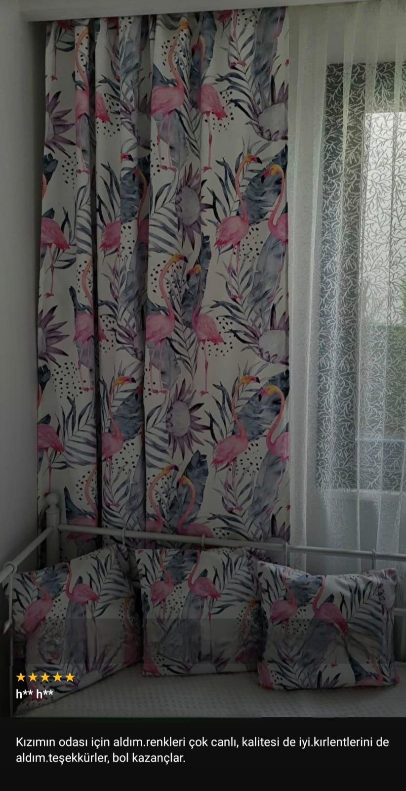 Çift Taraflı Beyaz Pembe Tropikal Flamingo Desenli Dijital Baskılı Kırlent Kılıfı - OTYK610-CT