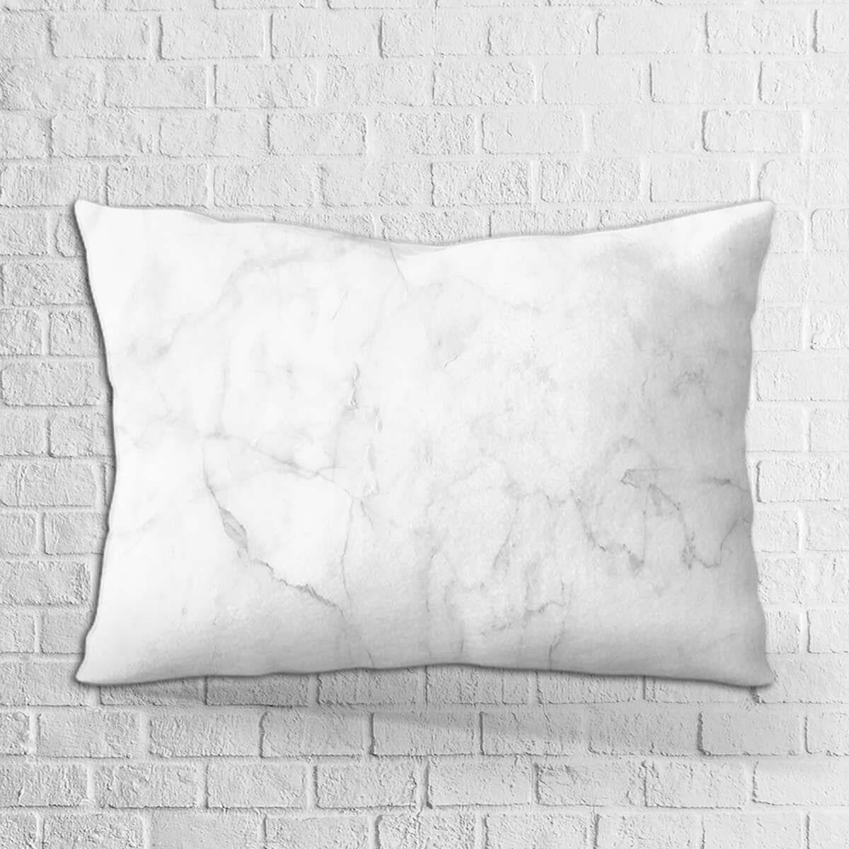 Çift Taraflı 35x50 Beyaz Gri Mermer Desenli Dijital Baskılı Kırlent Kılıfı - OTYK301-3550