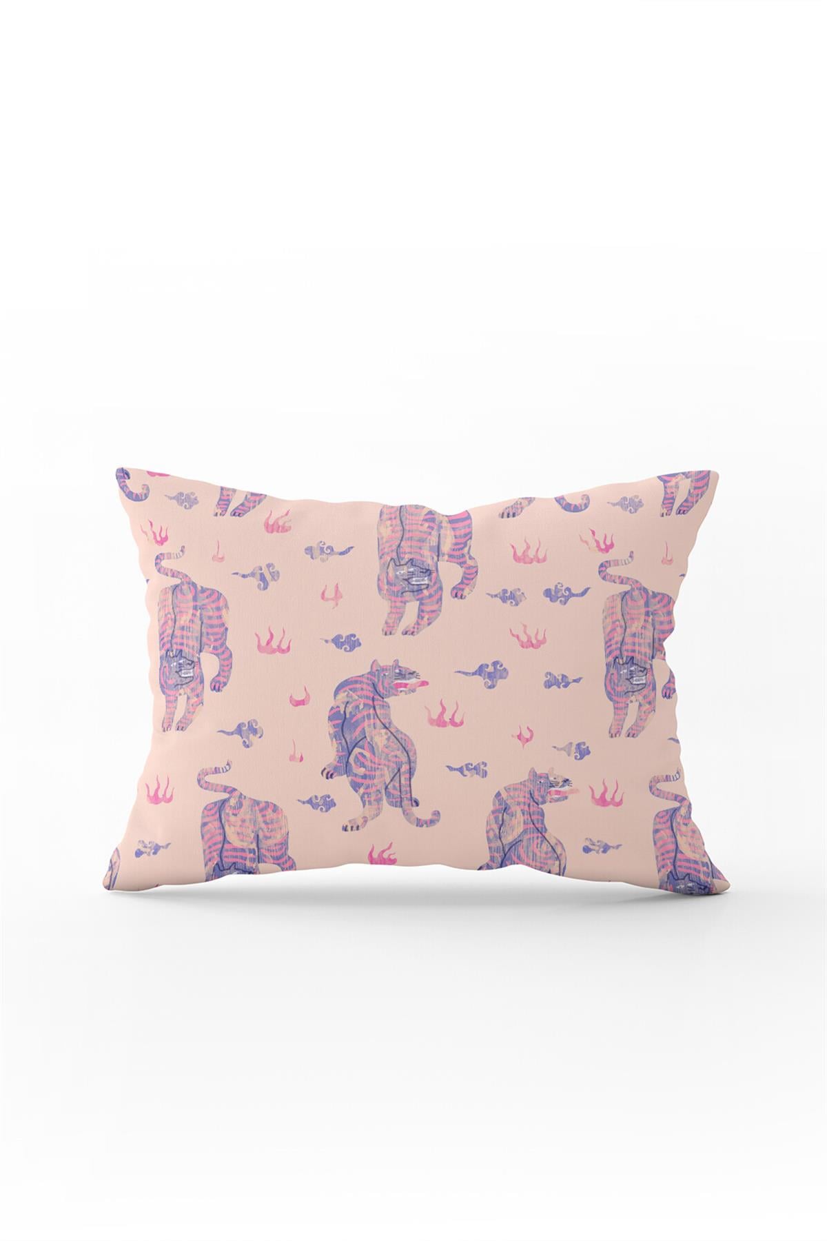 Çift Taraflı 35x50 Pembe Lila Modern Hayvan Desenli Dijital Baskılı Kırlent Yastık Kılıfı CGH180-3550
