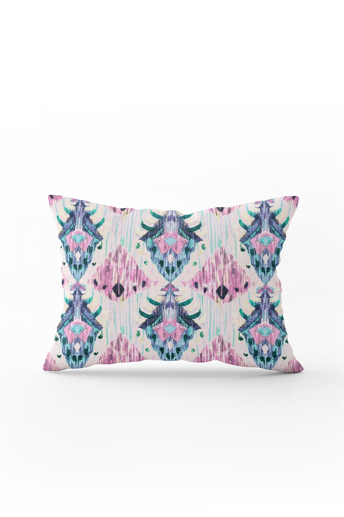 Çift Taraflı 35x50 Pembe Mavi Etnik Dekoratif Kırlent Yastık Kılıfı - CGH183-3550