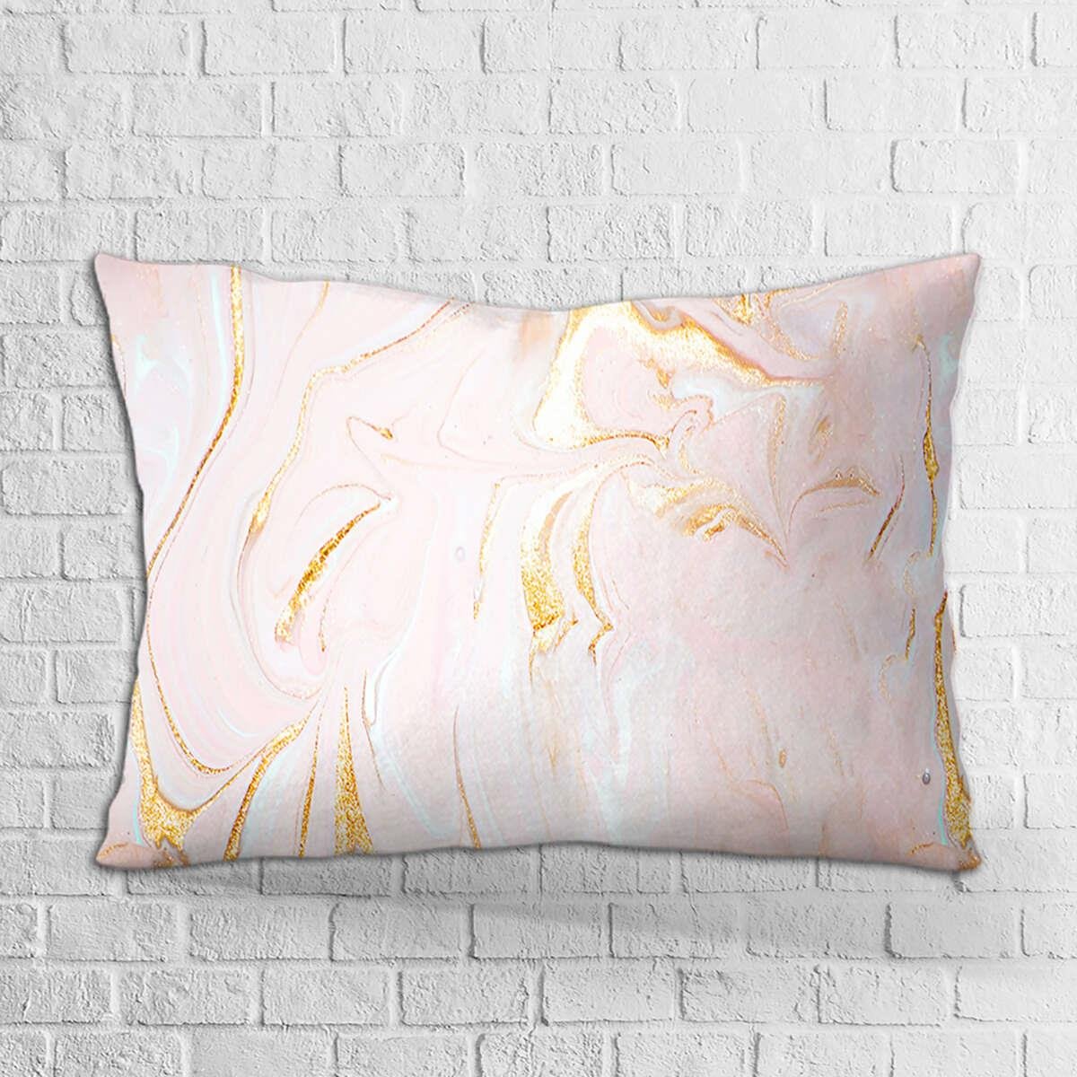 Çift Taraflı 35x50 Pembe Soyut Modern Desenli Dijital Baskılı Kırlent Kılıfı - OTYK008-3550