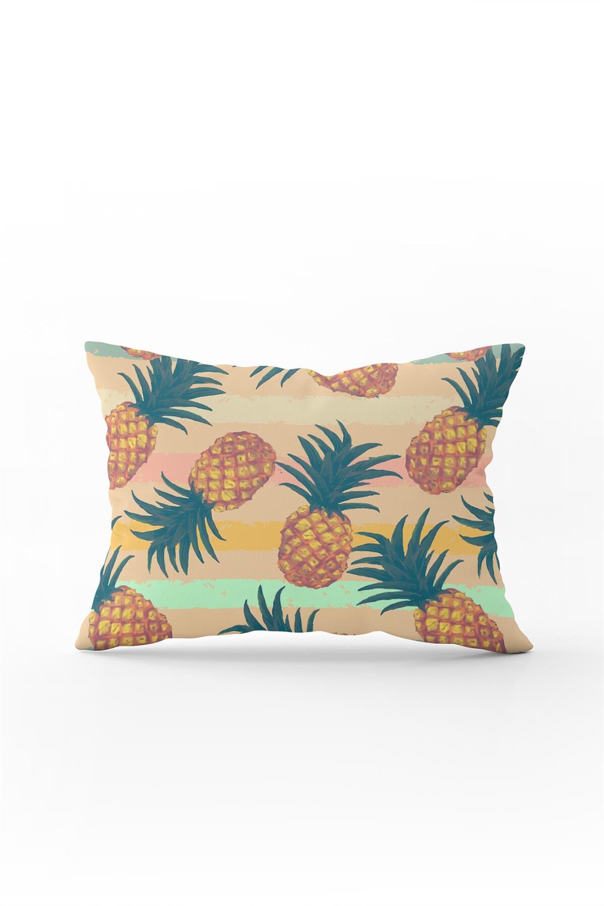 Çift Taraflı 35x50 Sarı Yeşil Ananas Desenli Kırlent Yastık Kılıfı - CGH049-3550