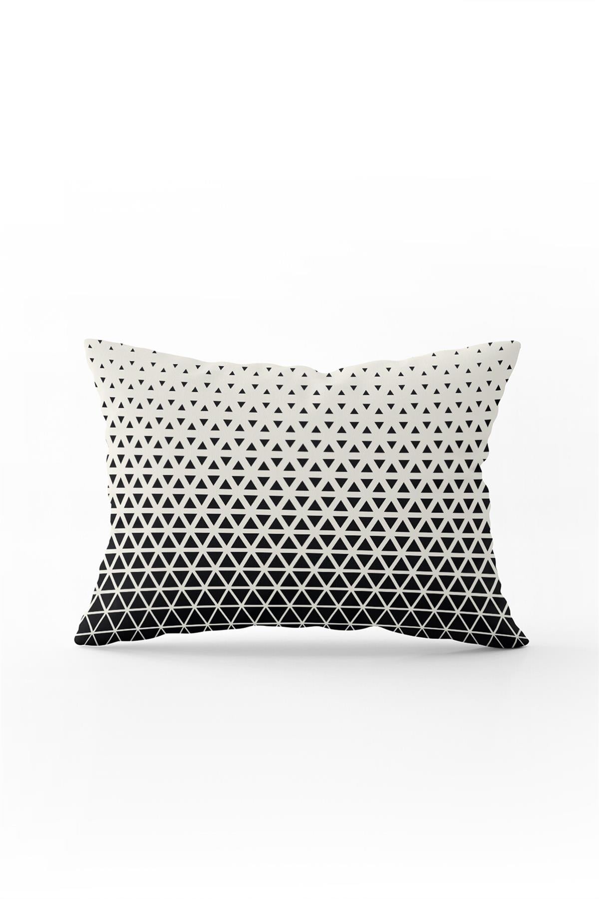 Çift Taraflı 35x50 Siyah Krem Geometrik Modern Kırlent Yastık Kılıfı - CGH135-3550