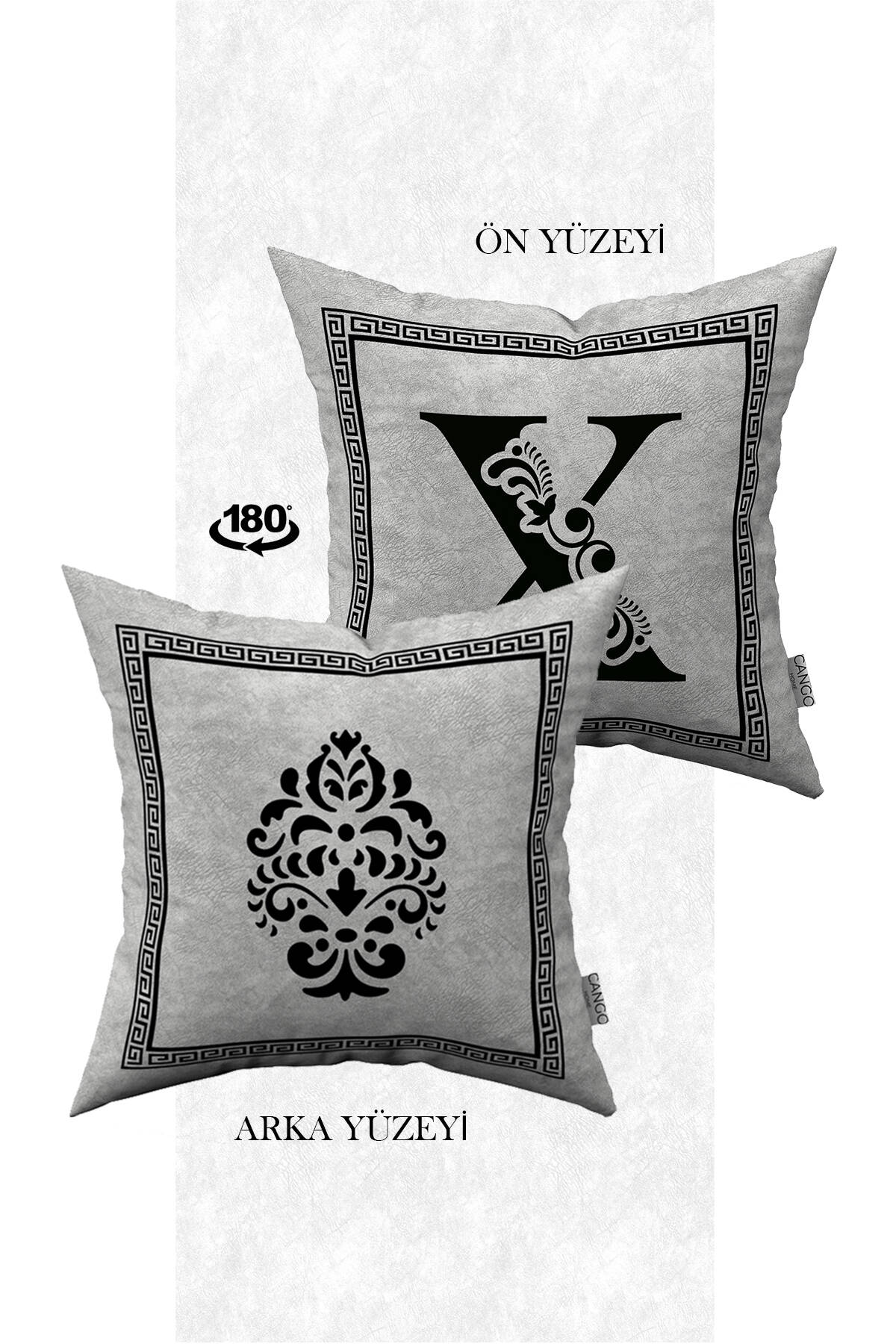 Çift Taraflı Dijital Baskılı Harfli Kırlent Kılıfı  X Harfi