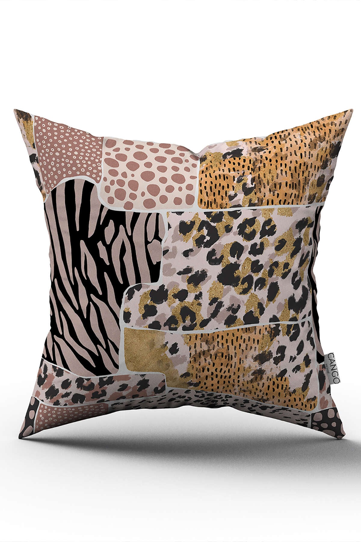 Çift Taraflı Kahverengi Pembe Zebra Leopar Desenli Dijital Baskı Kırlent Yastık Kılıfı - CGH359-CT