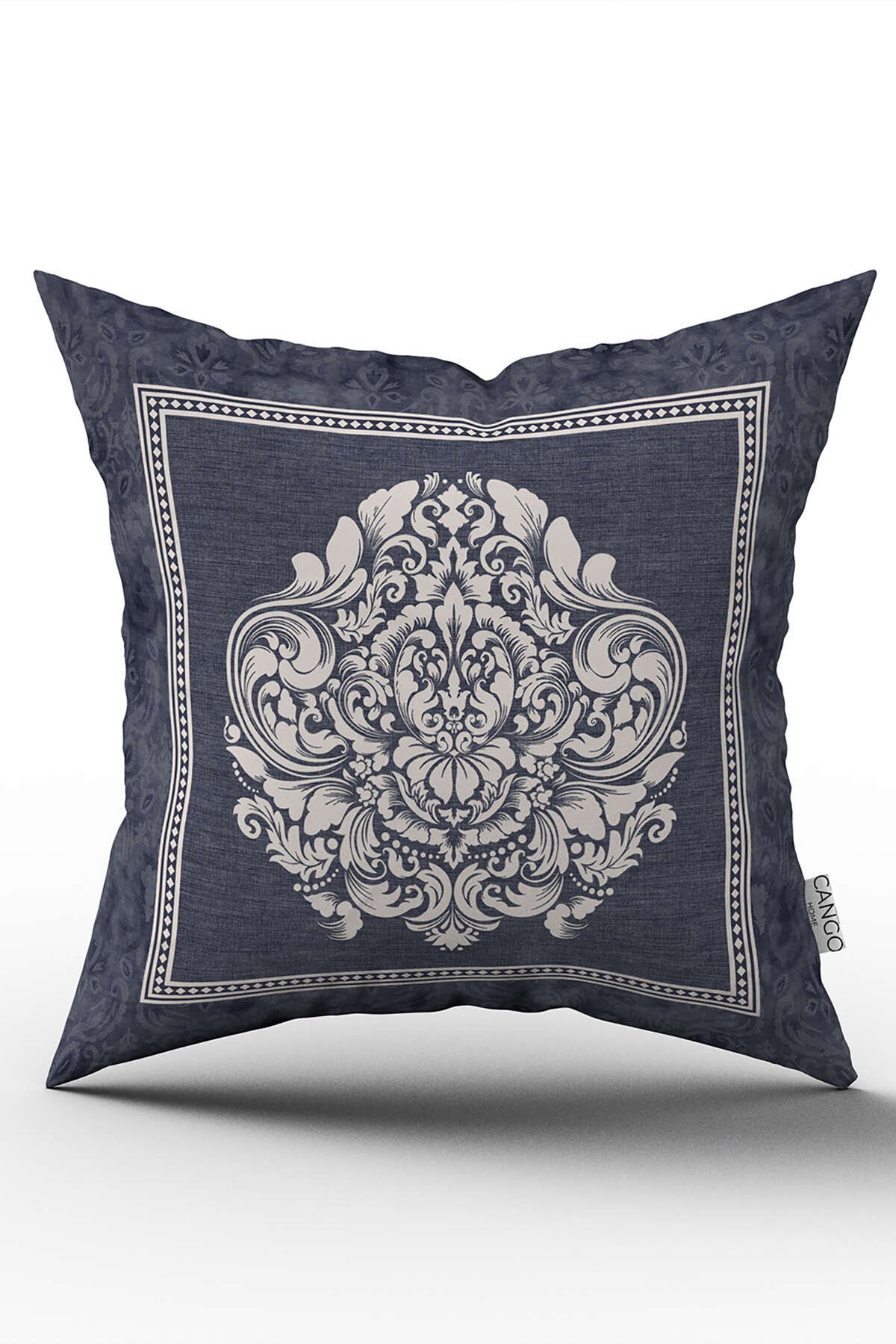 Çift Taraflı Mavi Beyaz Dekoratif Damask Desenli Dijital Baskılı Kırlent Kılıfı CGH1053