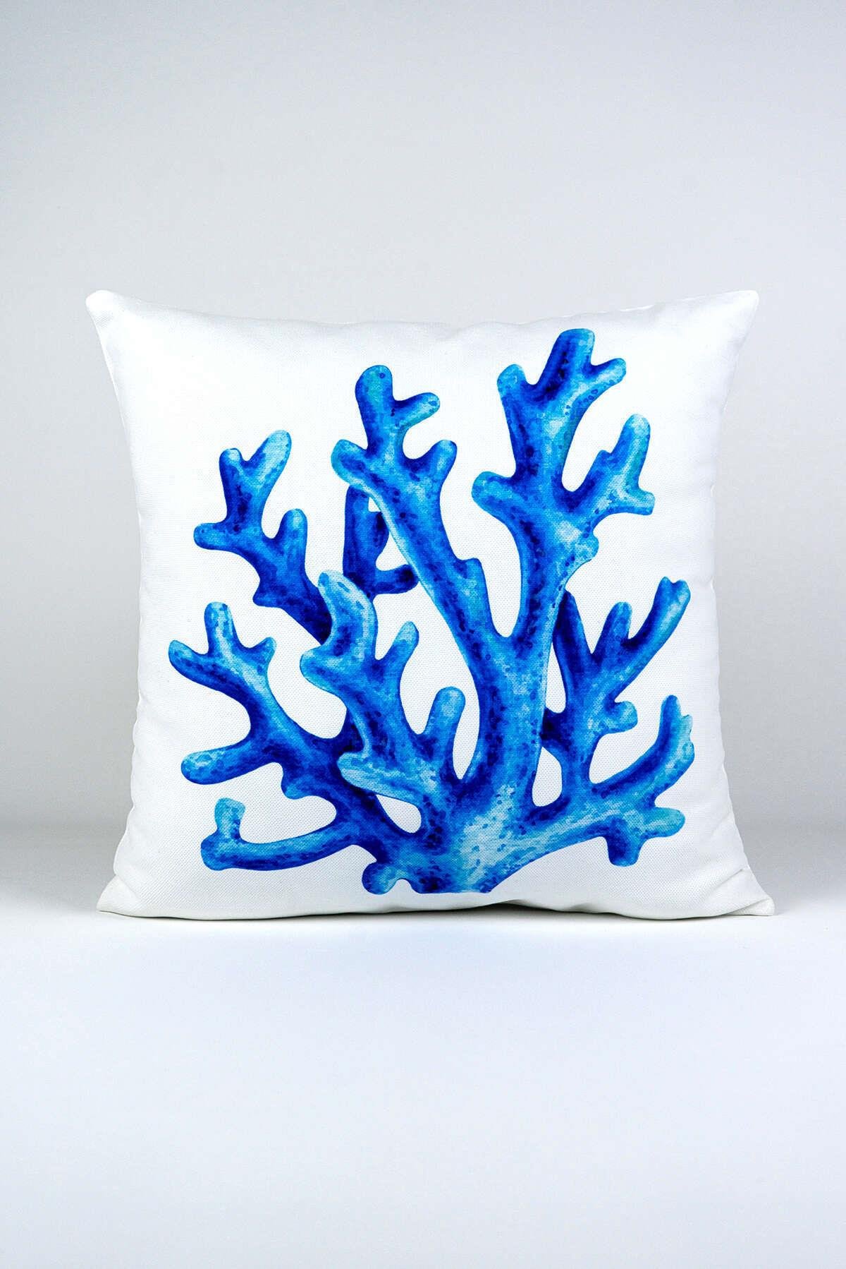 Çift Taraflı Mavi Marin Desenli 4'lü Dijital Baskılı Kırlent Kılıfı Seti 4kmbs001-CT