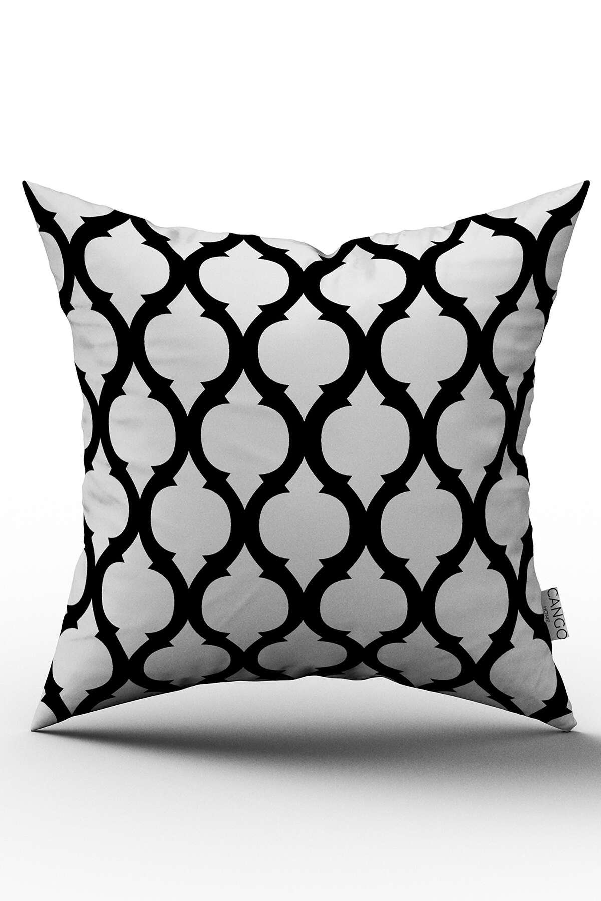 Çift Taraflı Siyah Beyaz Modern Geometrik Desenli Dijital Baskılı Kırlent Kılıfı - OTYK531-CT