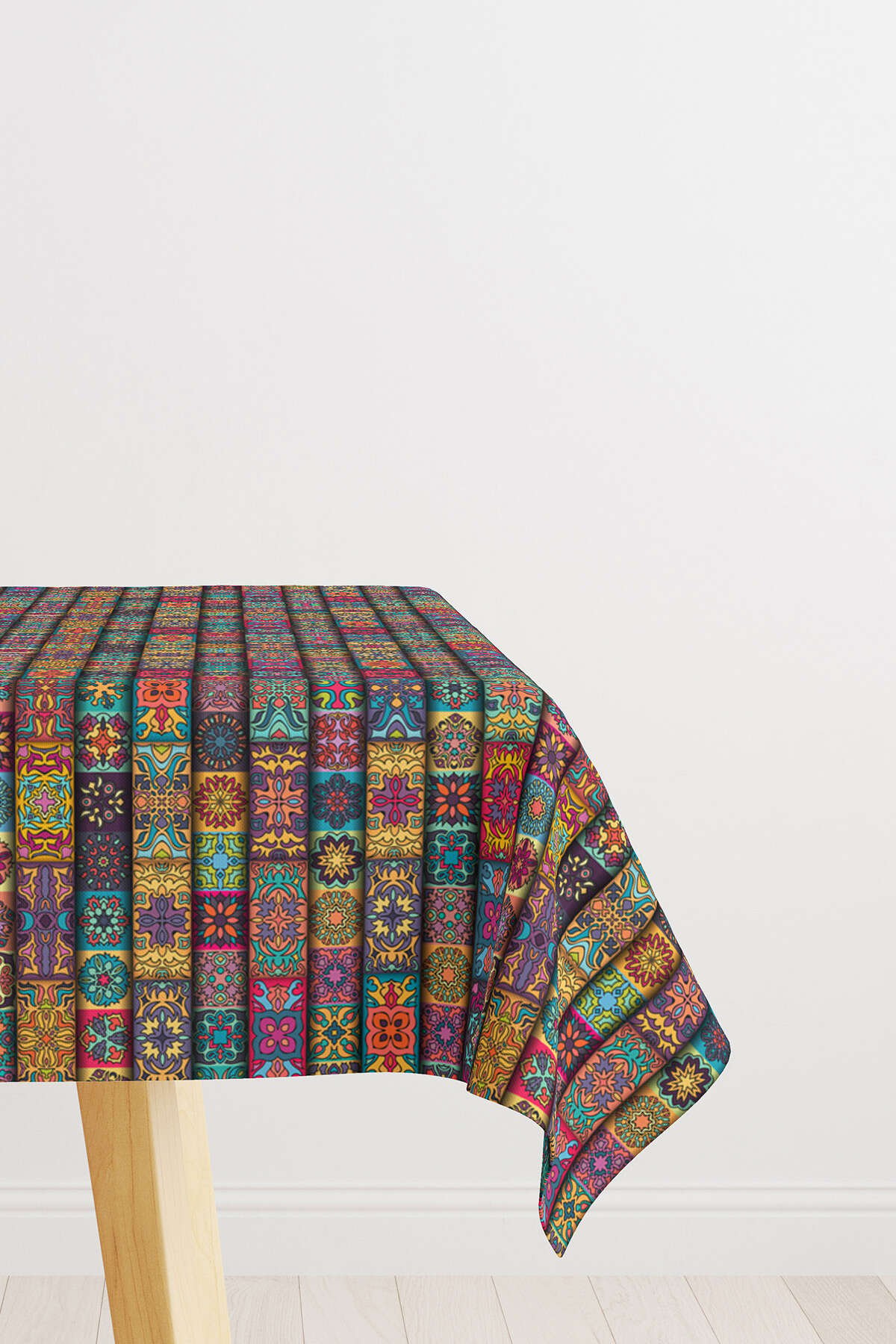 Geometrik Desenler Dijital Baskılı Masa Örtüsü
