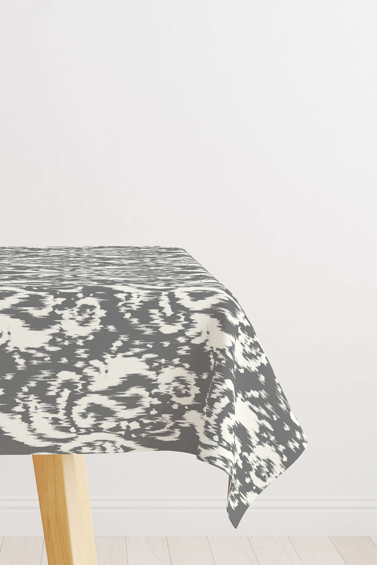 Gri Beyaz Damask Desenli Masaörtüsü CGH115-MS