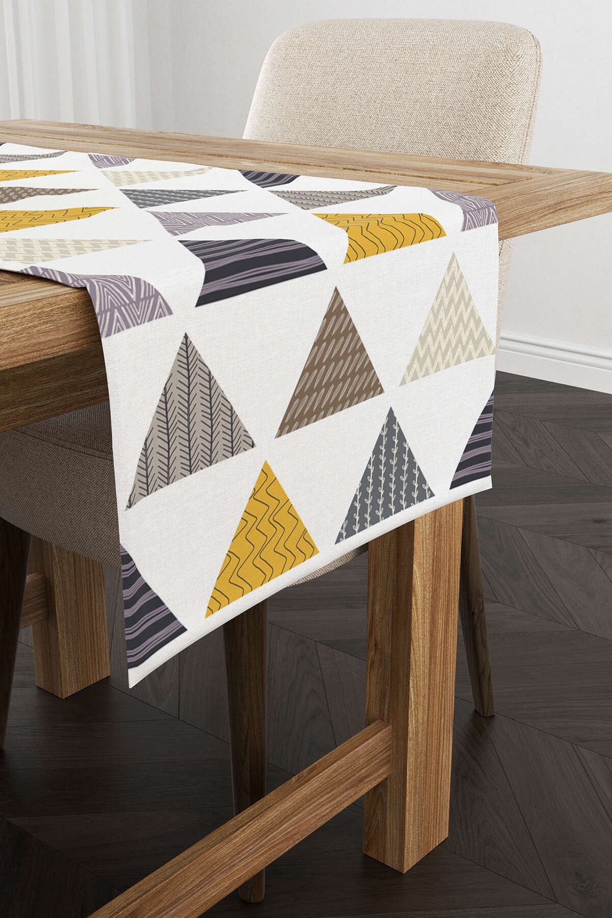 Gri Sarı Geometrik Desenli Runner - CGH078-RN