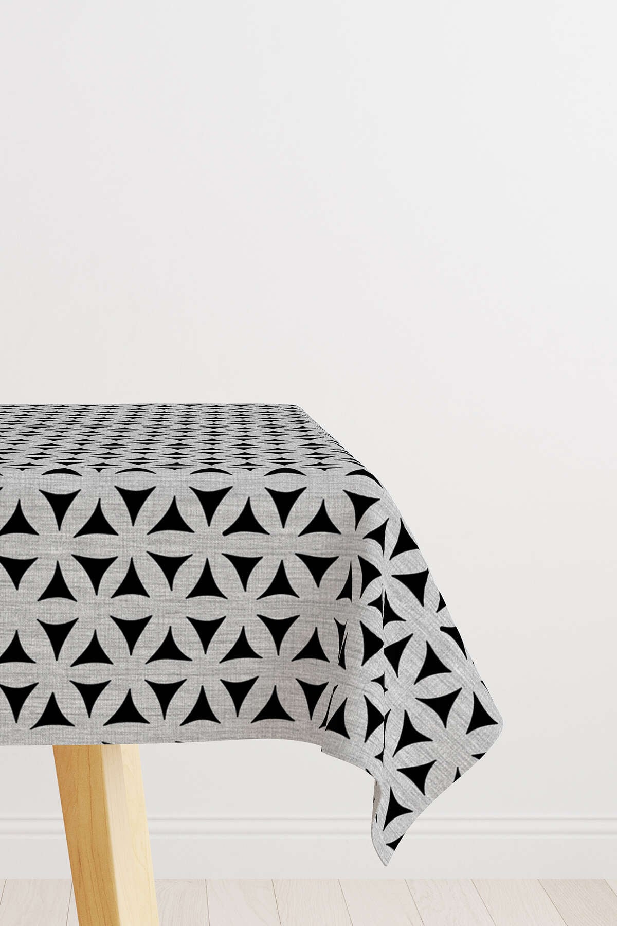 Gri Siyah Dekoratif Geometrik Desenli Dijital Baskılı Masaörtüsü CGH1056-MS