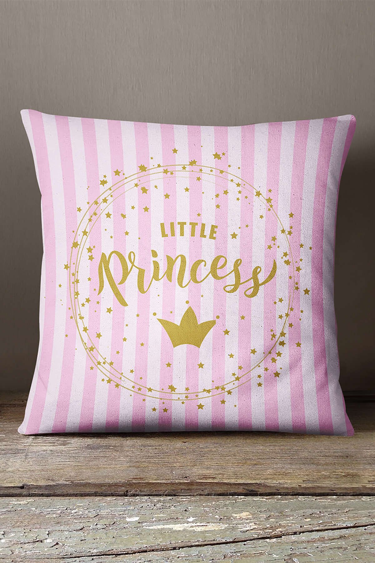 Kadife Babyface Pembe Kız Bebek Princess Dijital Baskılı Kırlent Kılıfı - CGH333