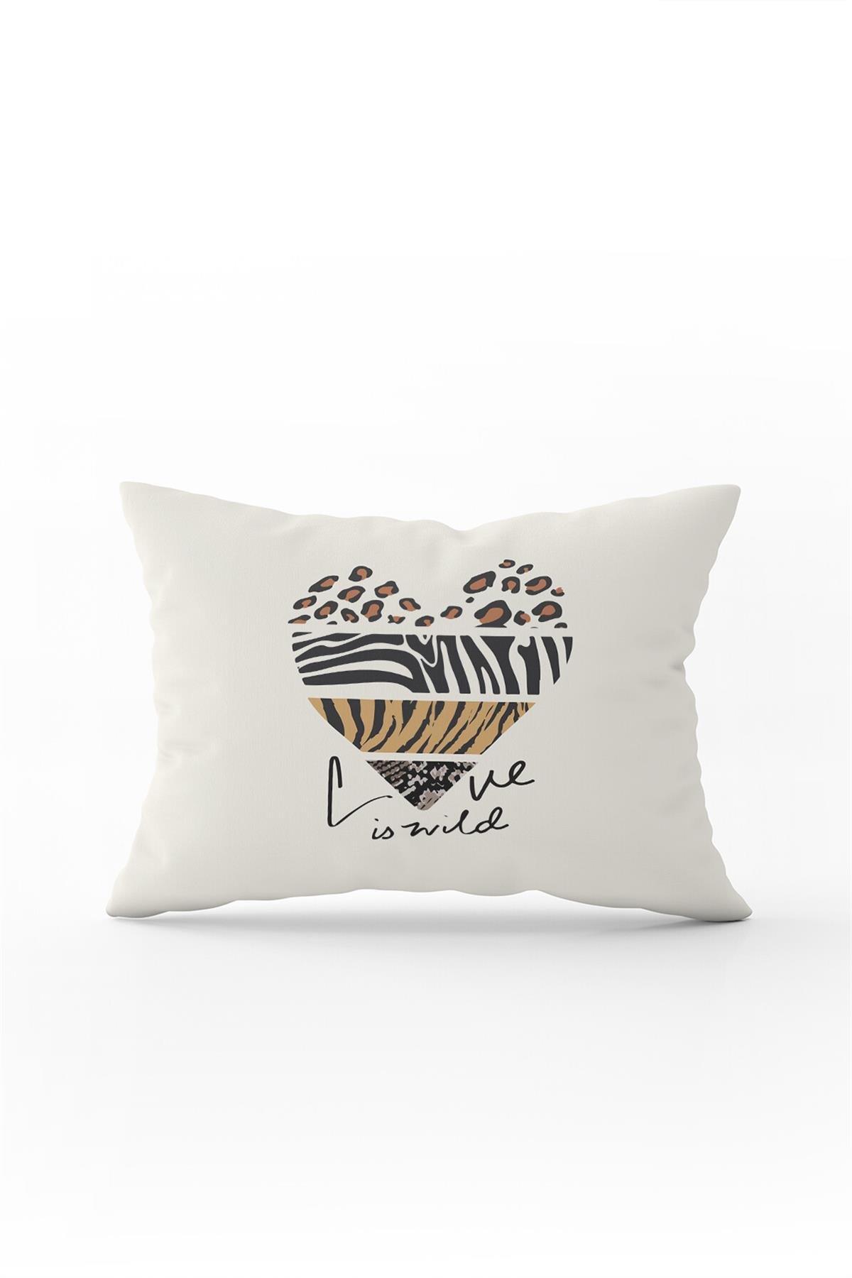 Kahverengi Siyah Modern Leopar Zebra Desenli Dijital Baskı Kırlent Yastık Kılıfı - CGH382-3550 Çift Tarafı Baskılı