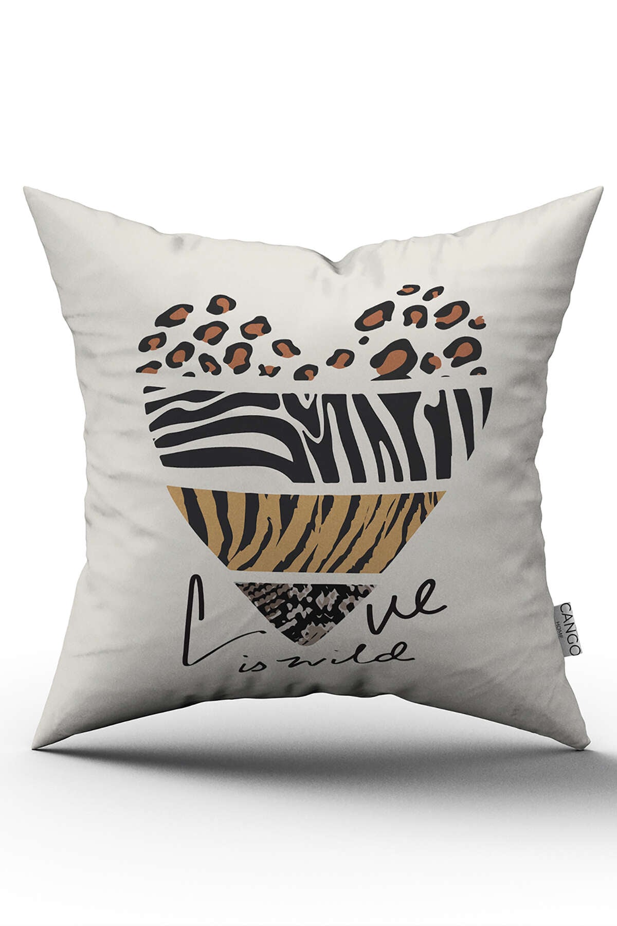 Kahverengi Siyah Modern Leopar Zebra Desenli Dijital Baskı Kırlent Yastık Kılıfı - CGH382