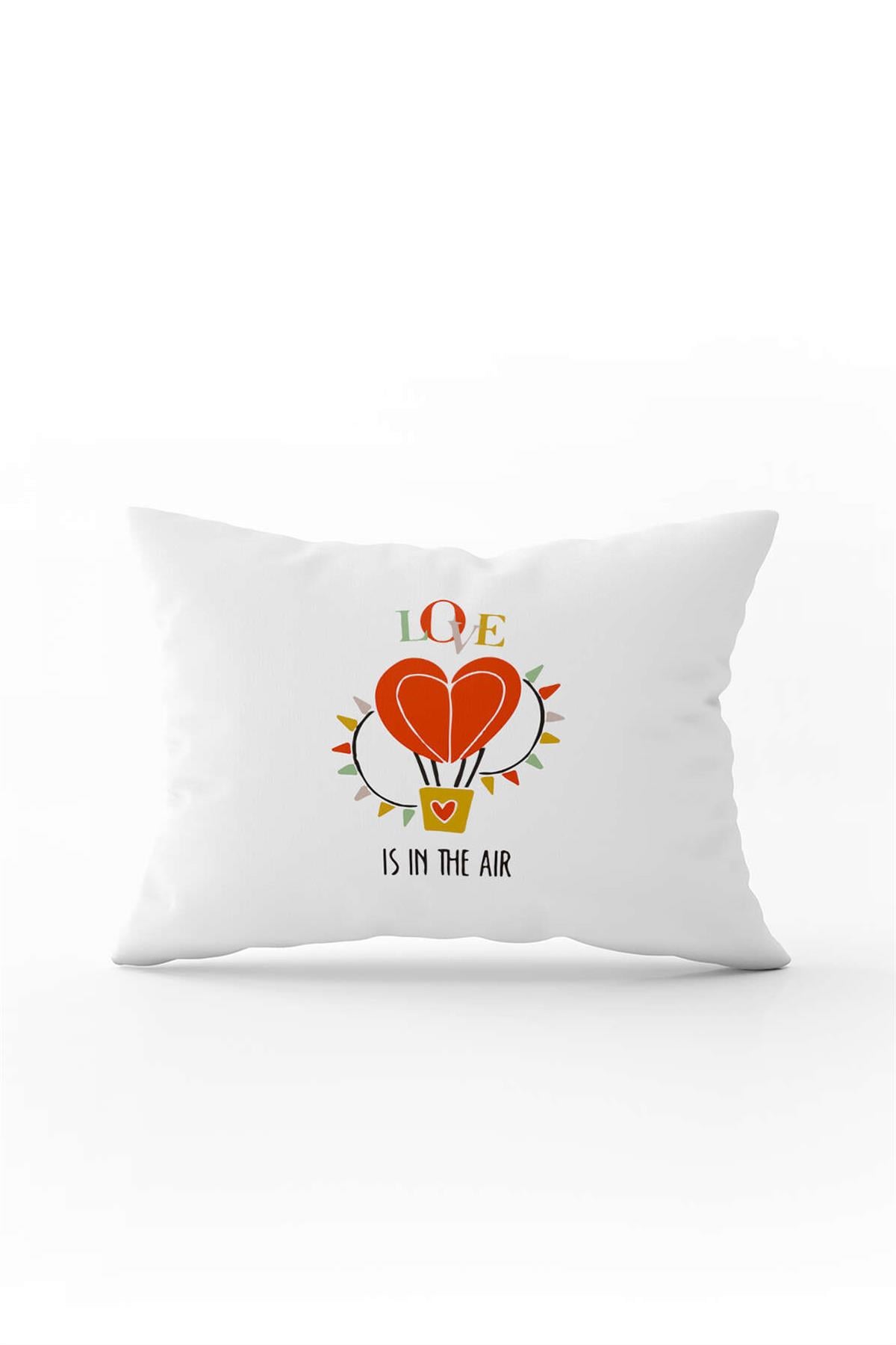 Kırmızı Beyaz Modern Sevgililer Günü Temalı Dijital Baskılı Kırlent Kılıfı CGH975-3550 Çift Tarafı Baskılı