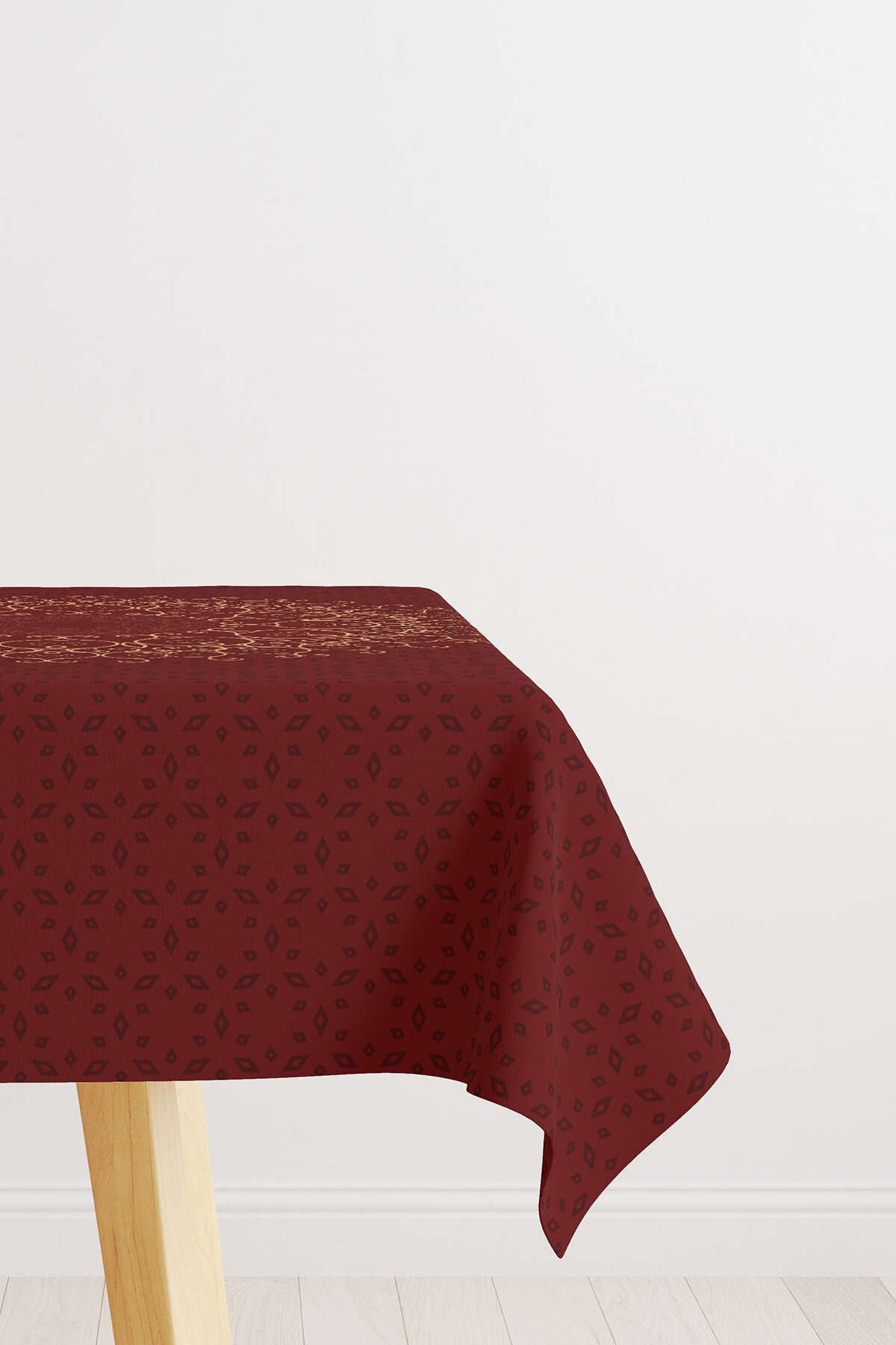 Kırmızı Bordo Ramazan Temalı Motif Desenli Dijital Baskılı Masaörtüsü CGH1286-MS