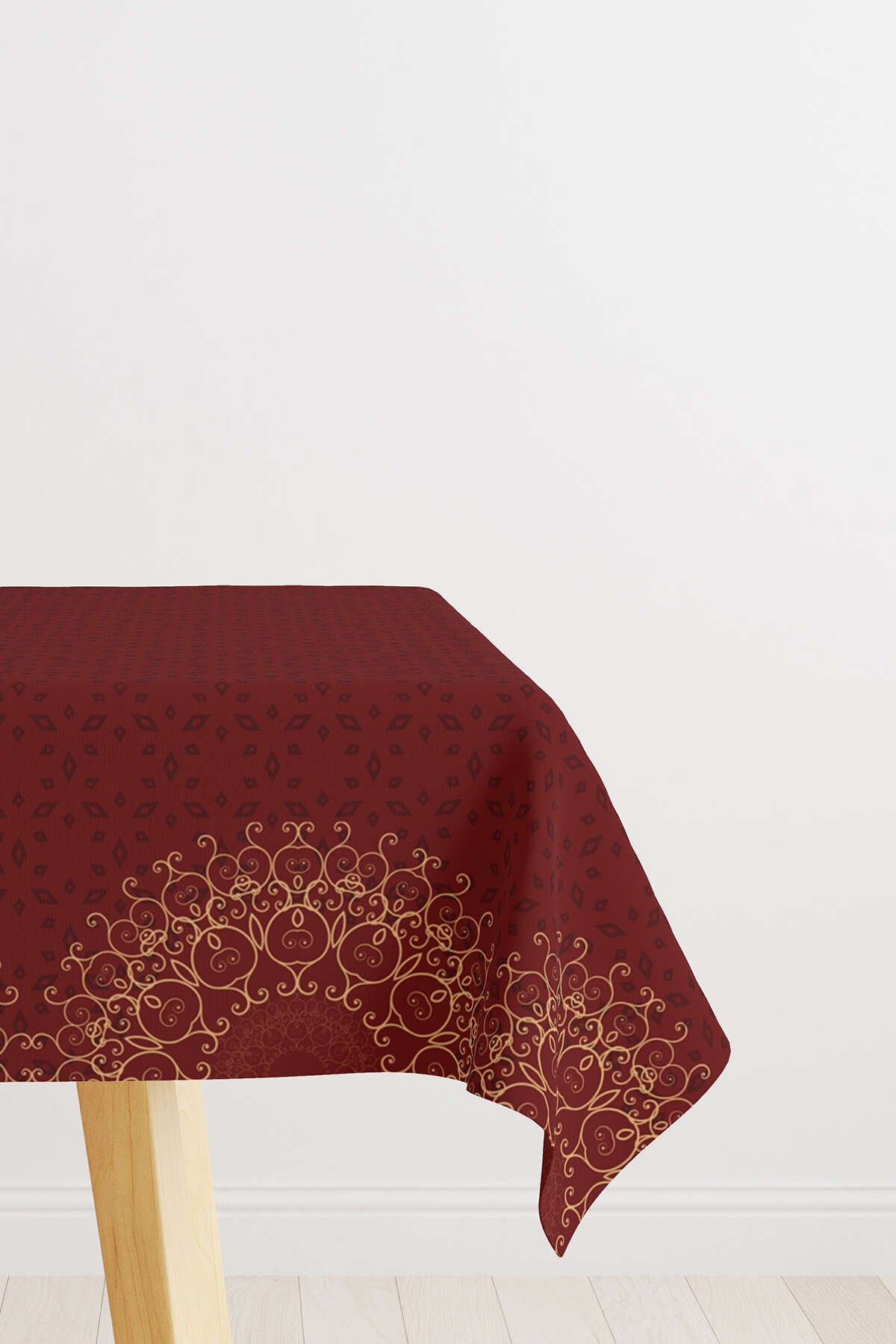 Kırmızı Bordo Ramazan Temalı Motif Desenli Dijital Baskılı Masaörtüsü CGH1286-MS-2