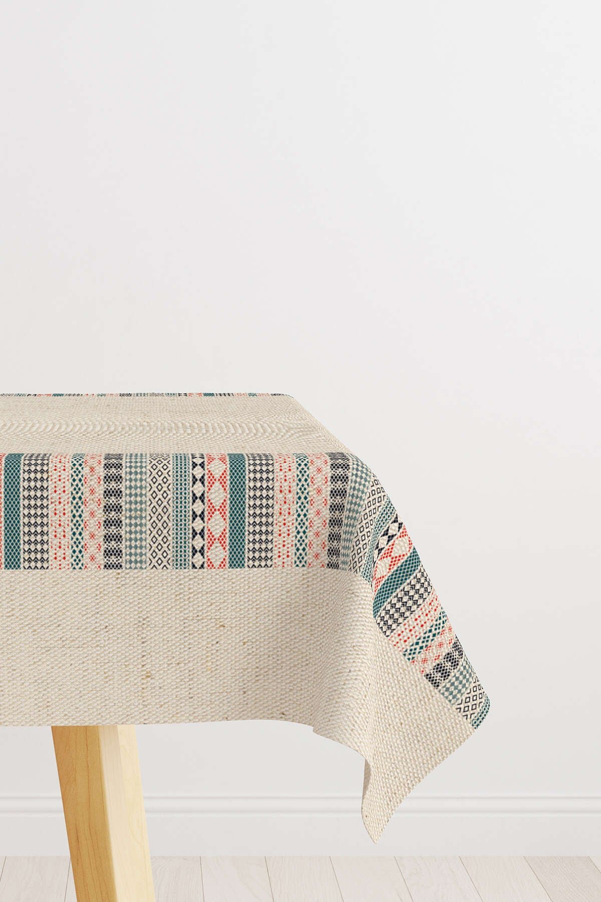 Krem Turuncu Etnik Kilim Desenli Dijital Baskılı Masaörtüsü CGH1108-MS
