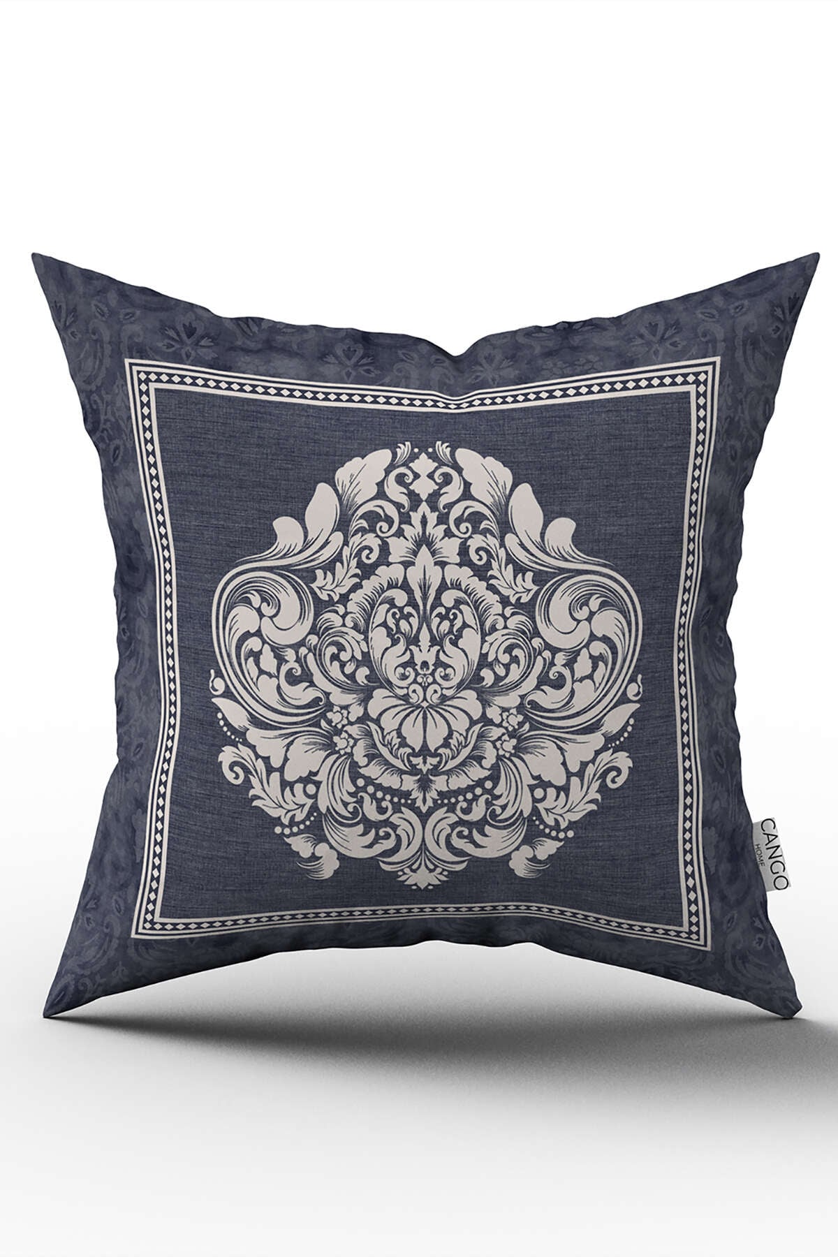 Mavi Beyaz Dekoratif Damask Desenli Dijital Baskılı Kırlent Kılıfı CGH1053