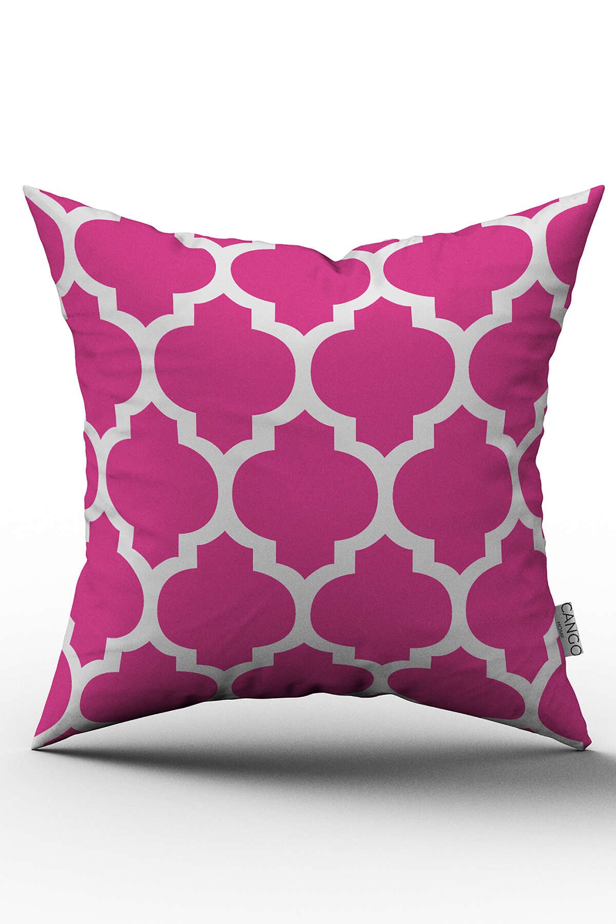Pembe Beyaz Modern Geometrik Desenli Dijital Baskılı Kırlent Kılıfı  - OTYK538