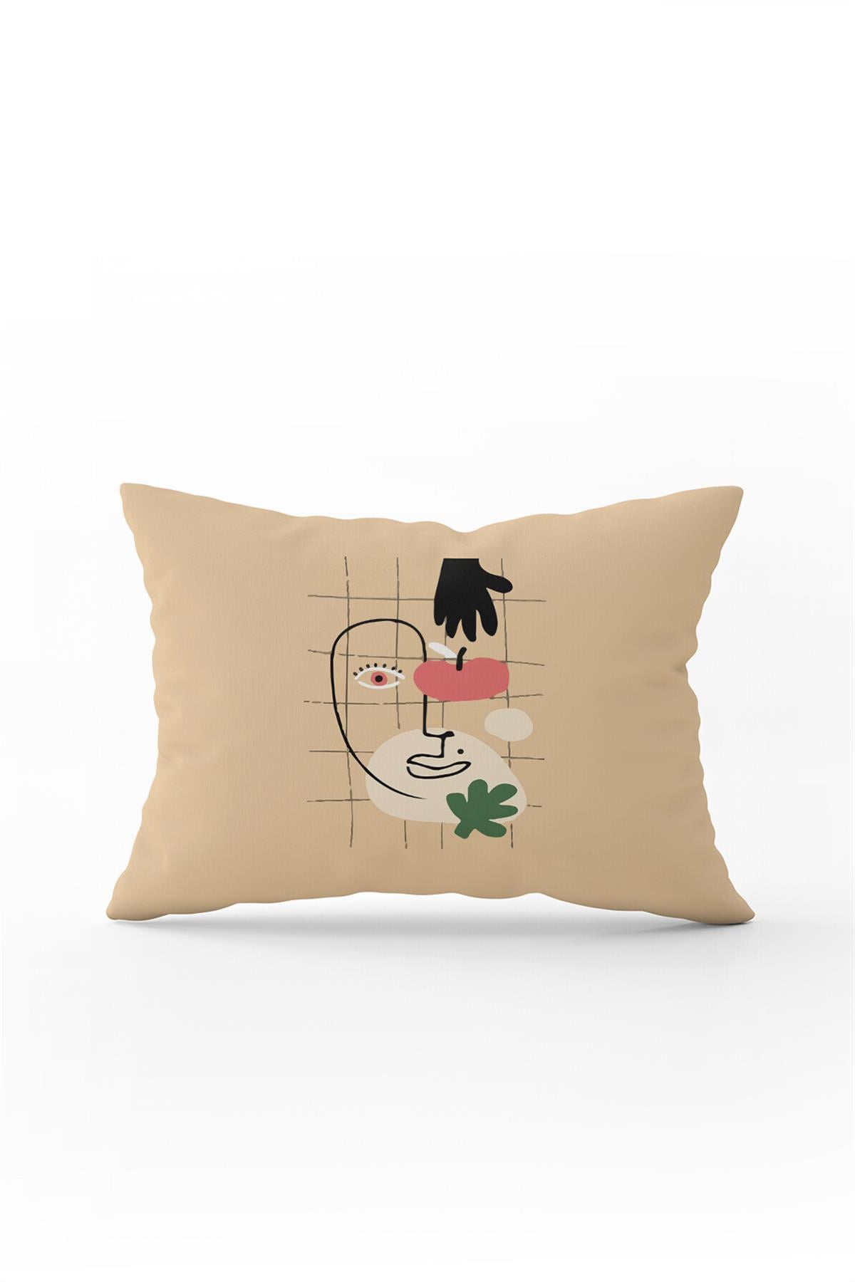 Sarı Modern Soyut Figür Desenli Dijital Baskılı Kırlent Yastık Kılıfı  CGH700-3550 Çift Tarafı Baskılı