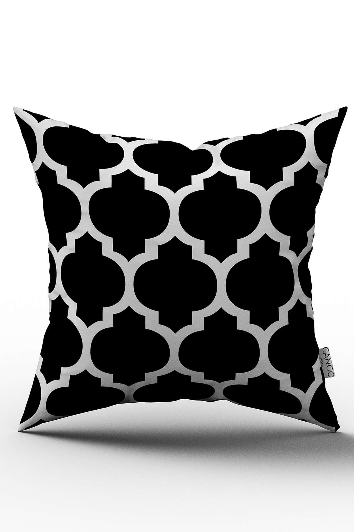 Siyah Beyaz Modern Geometrik Desenli Dijital Baskılı Kırlent Kılıfı  - OTYK552